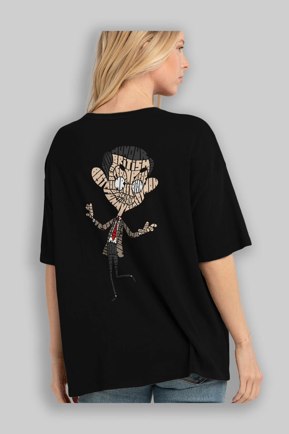 Mr Bean Arka Baskılı Oversize t-shirt %100 pamuk Erkek Kadın Unisex