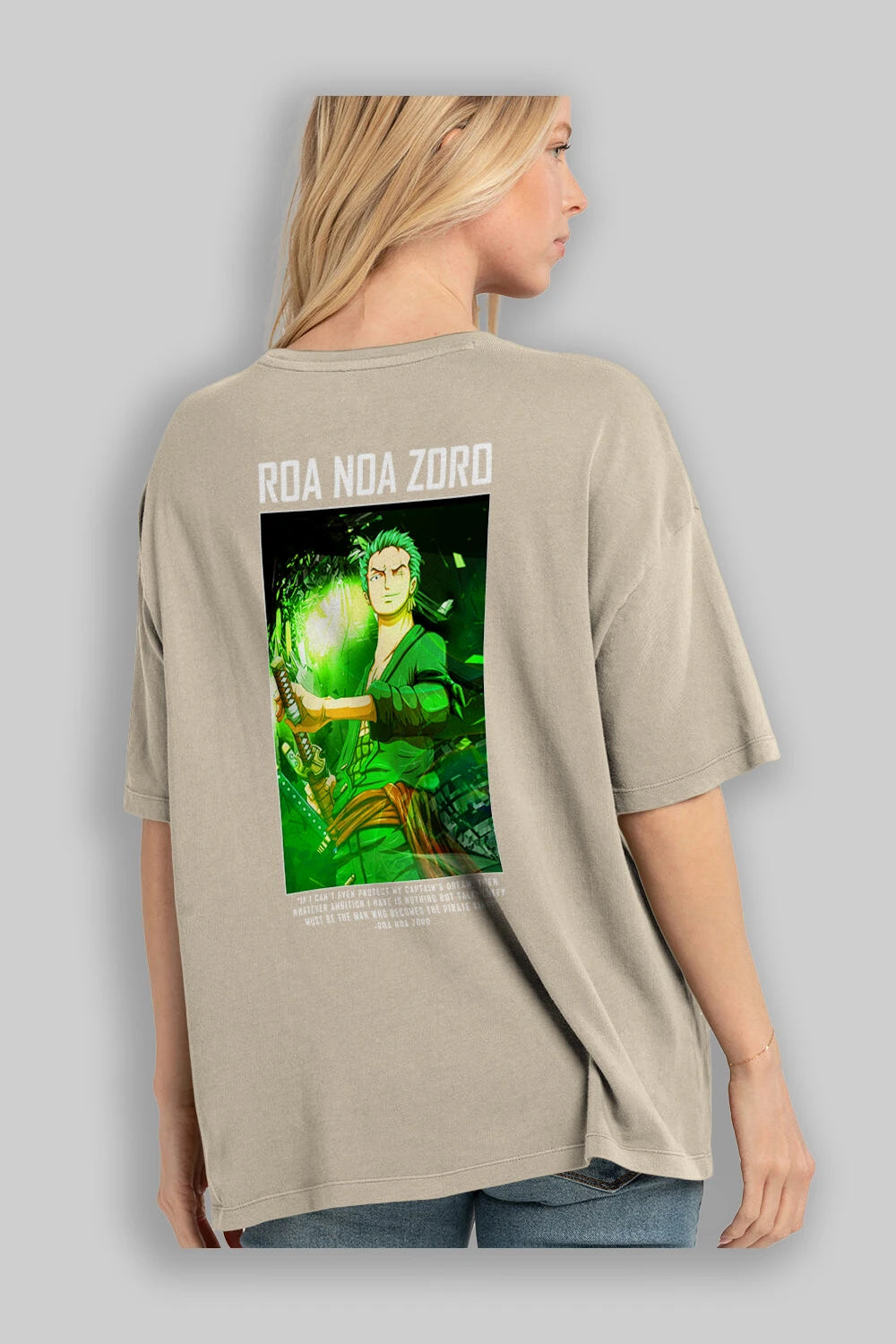 Roronoa Zoro 5 Anime Arka Baskılı Oversize t-shirt Erkek Kadın Unisex %100 pamuk tişort