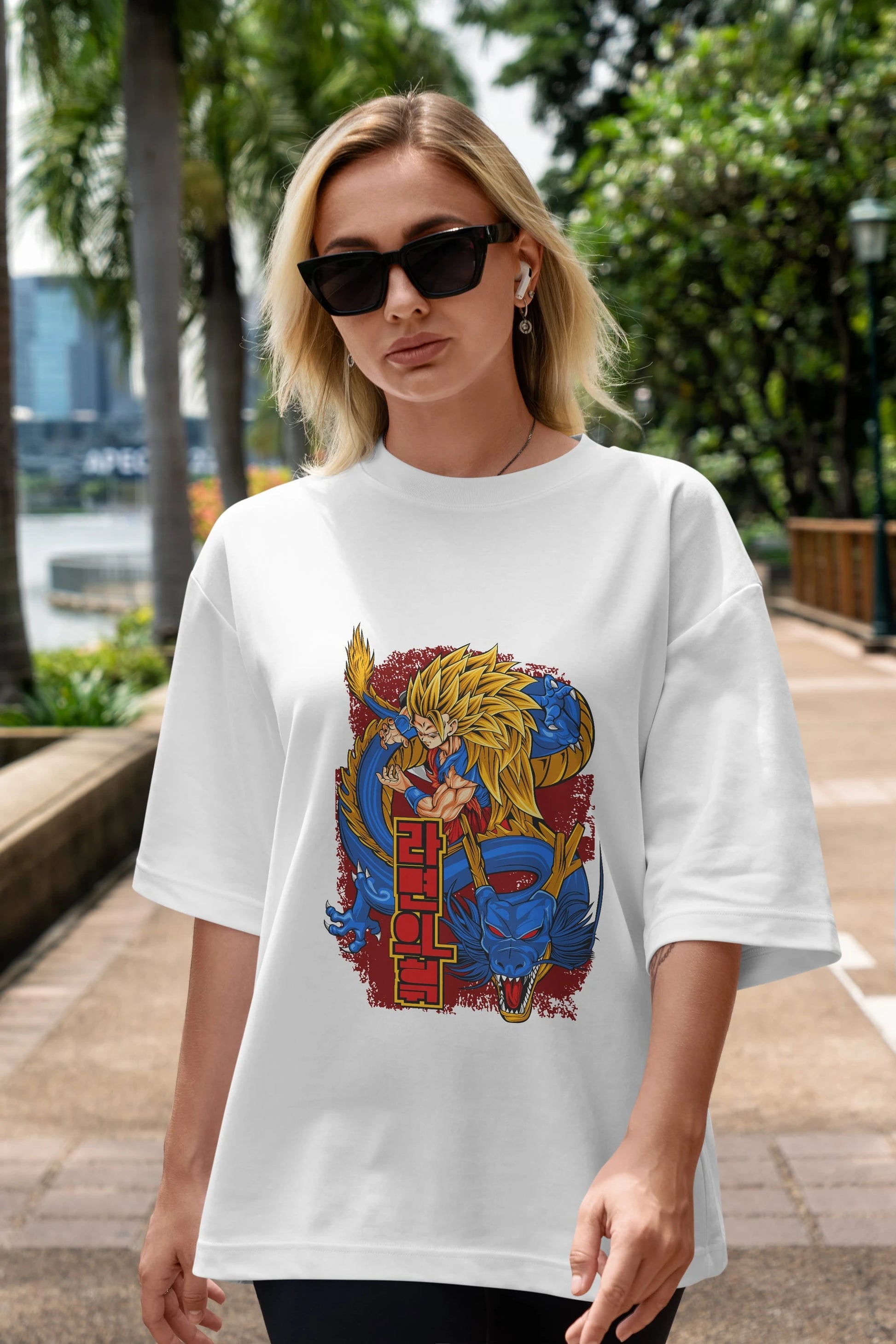 DRAGON BALL Z Anime Ön Baskılı Oversize t-shirt %100 pamuk Erkek Kadın Unisex
