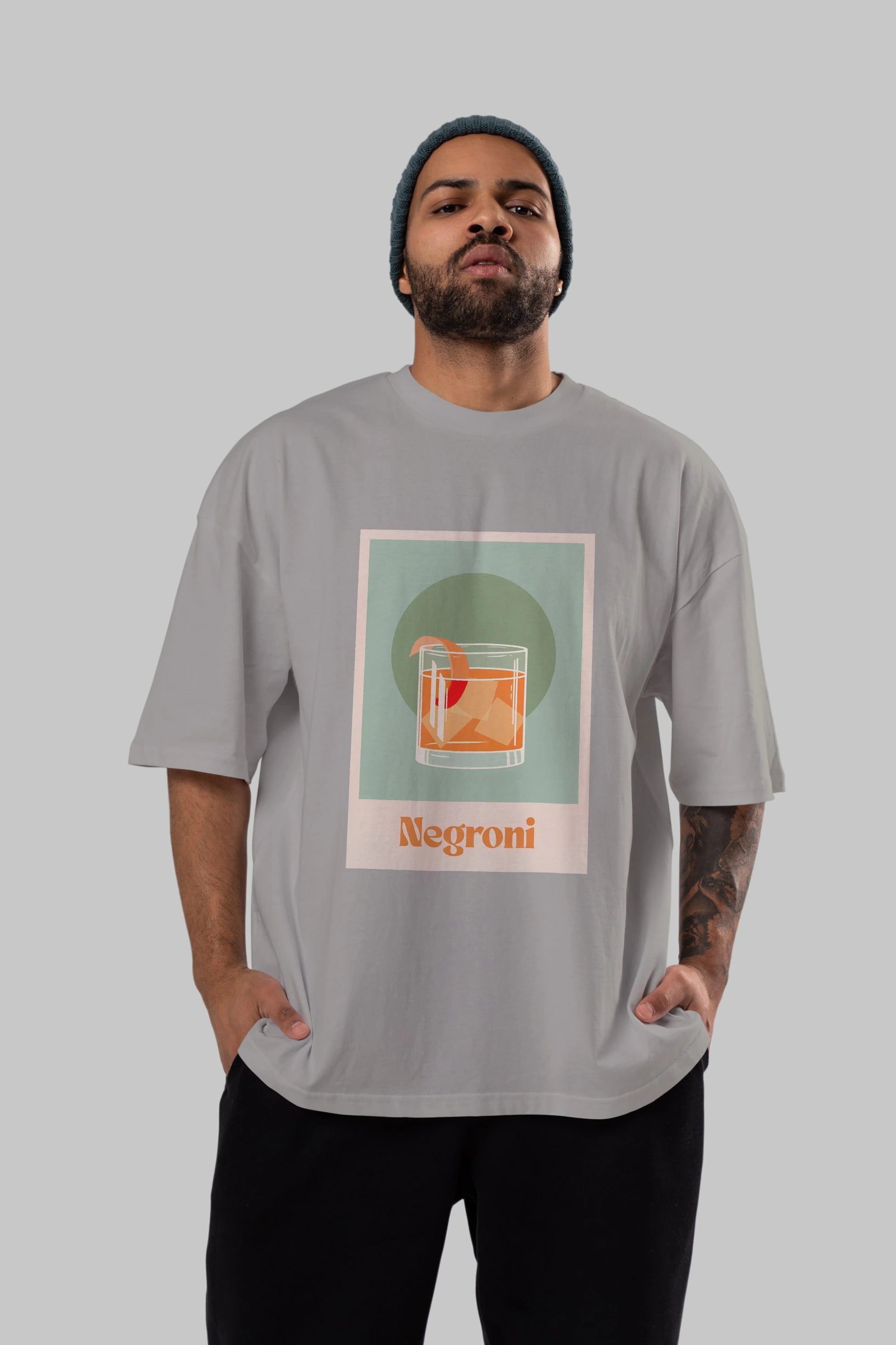 Negroni 5 Ön Baskılı Oversize t-shirt Erkek Kadın Unisex %100 Pamuk Bisiklet Yaka tişort