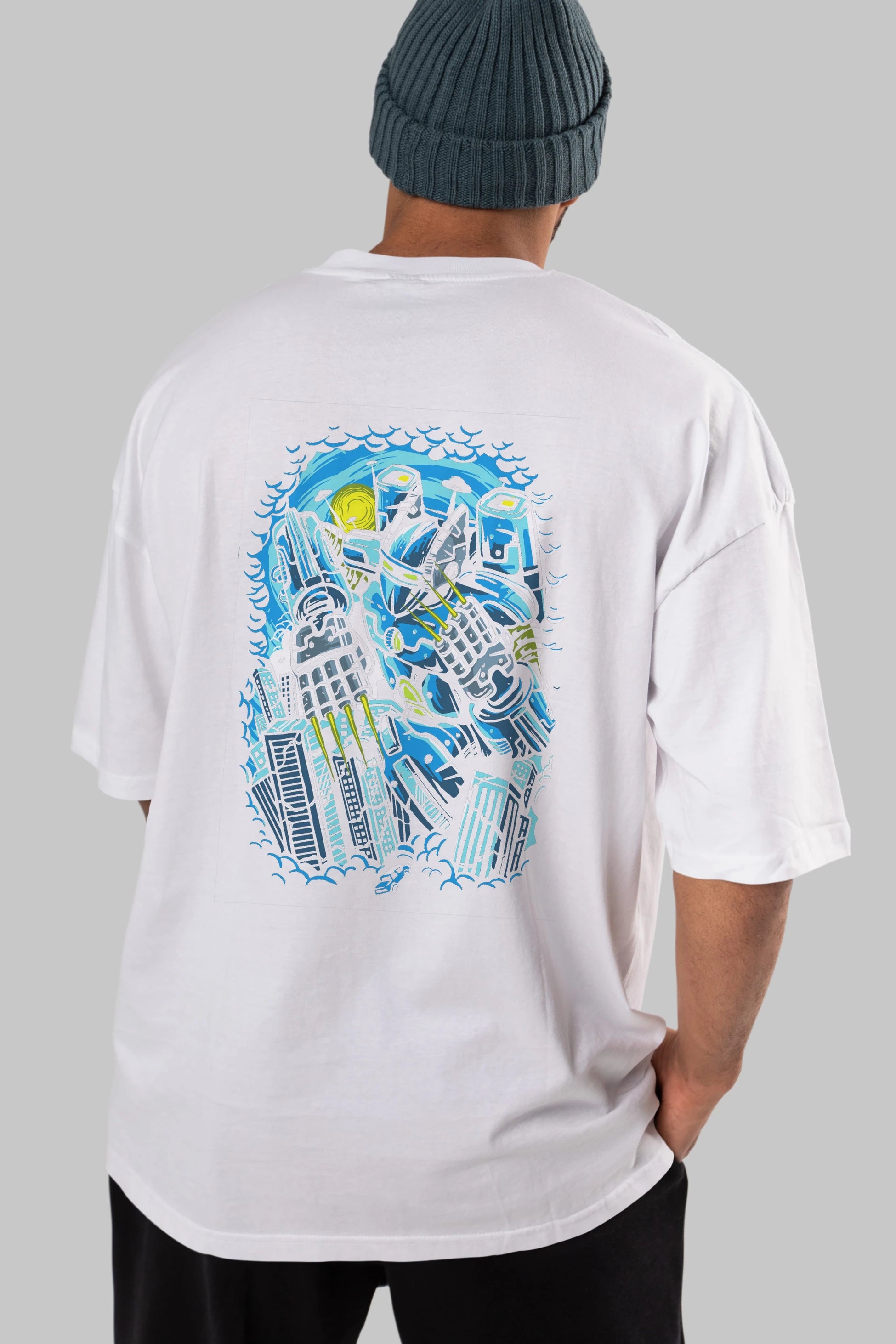 Destroy The City Arka Baskılı Oversize t-shirt Erkek Kadın Unisex %100 Pamuk