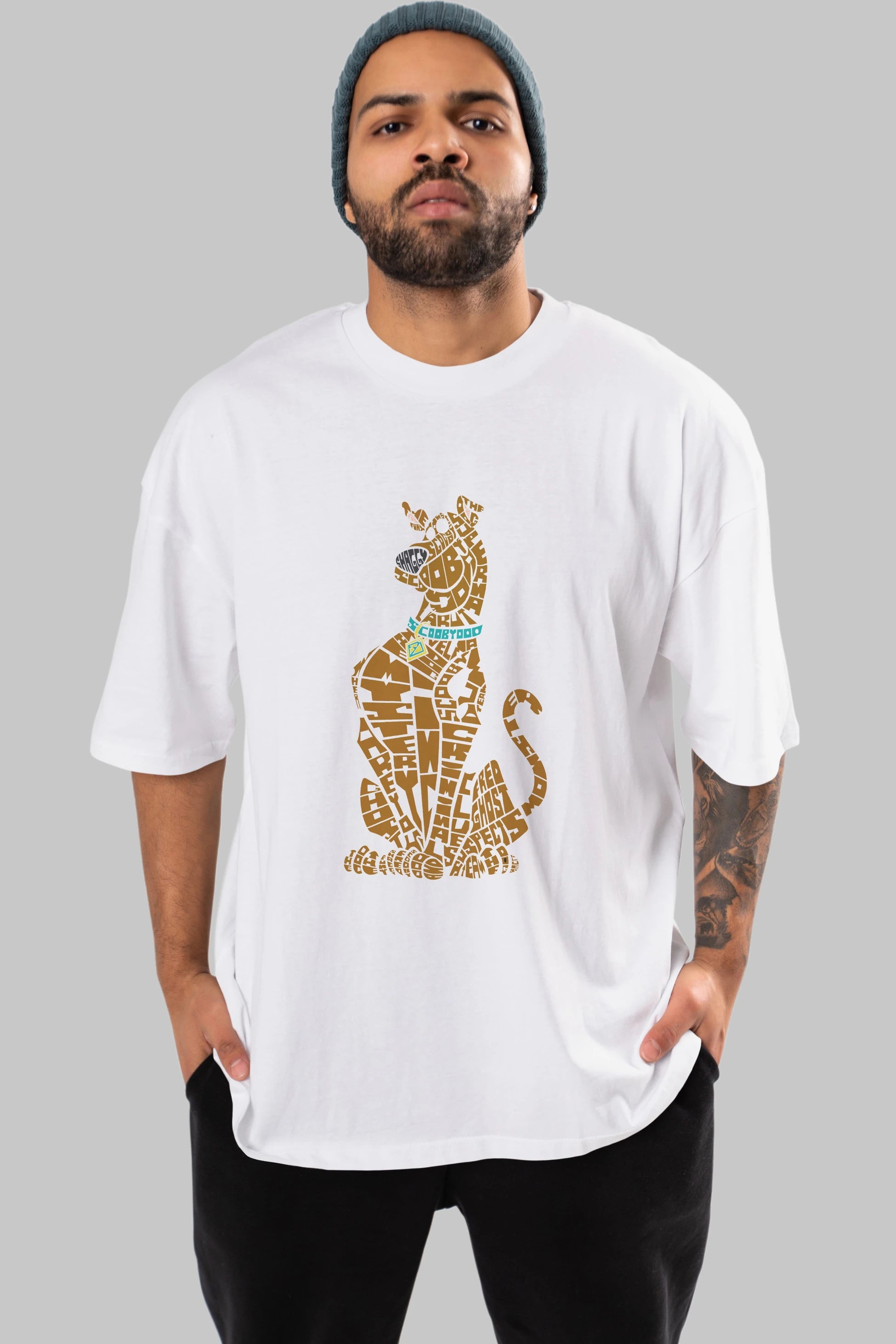Scooby Doo Ön Baskılı Oversize t-shirt %100 pamuk Erkek Kadın Unisex