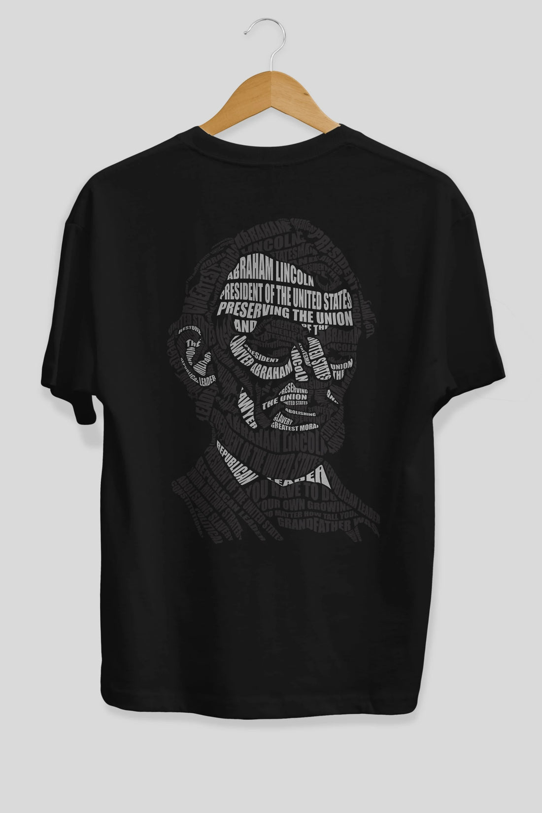 Abraham Lincoln Calligram Arka Baskılı Oversize t-shirt %100 pamuk Erkek Kadın Unisex
