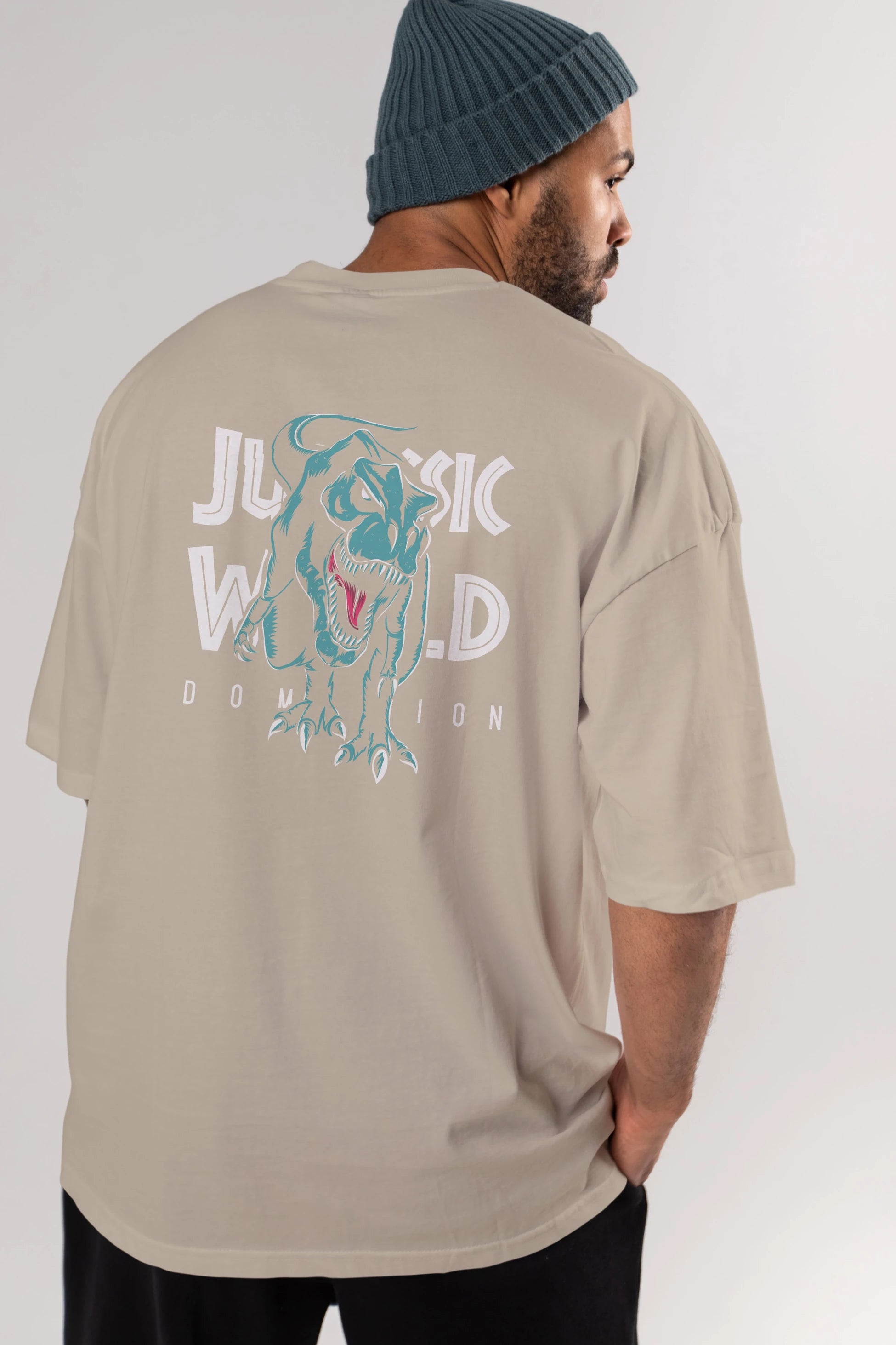 Jurassic Park (1) Arka Baskılı Oversize t-shirt Erkek Kadın Unisex %100 Pamuk Bisiklet Yaka tişort