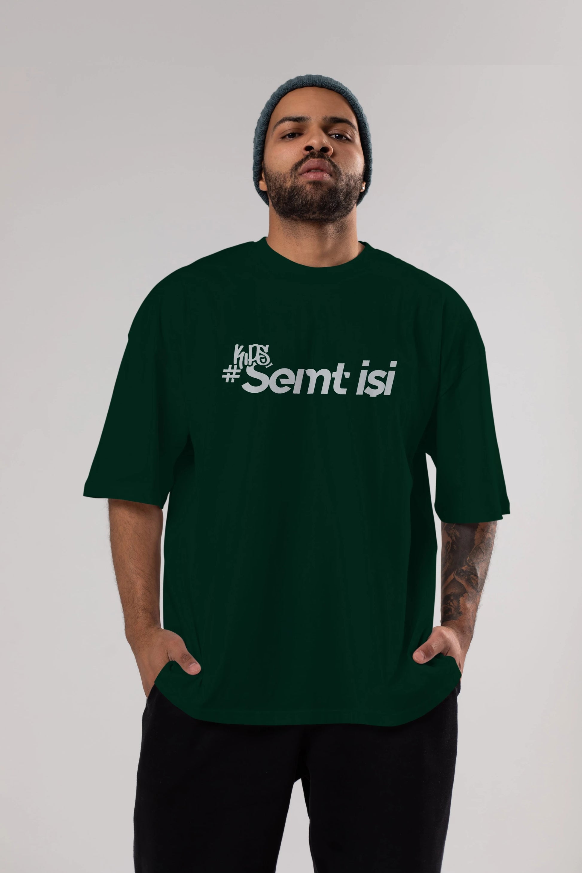 Semt İşi Ön Baskılı Oversize t-shirt %100 pamuk Erkek Kadın Unisex