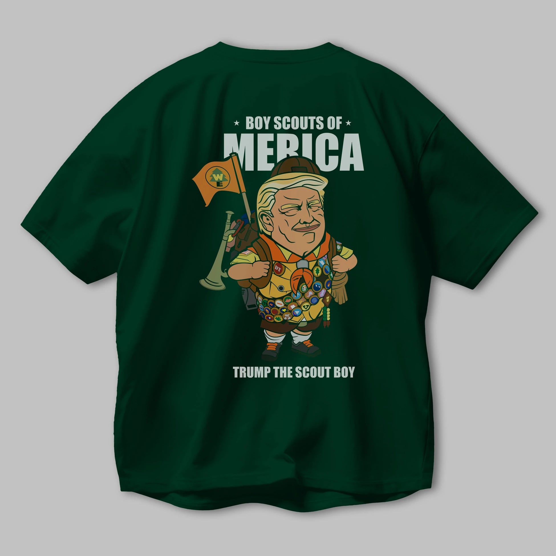Trump Scout Boy Arka Baskılı Oversize t-shirt Erkek Kadın Unisex %100 Pamuk tişort