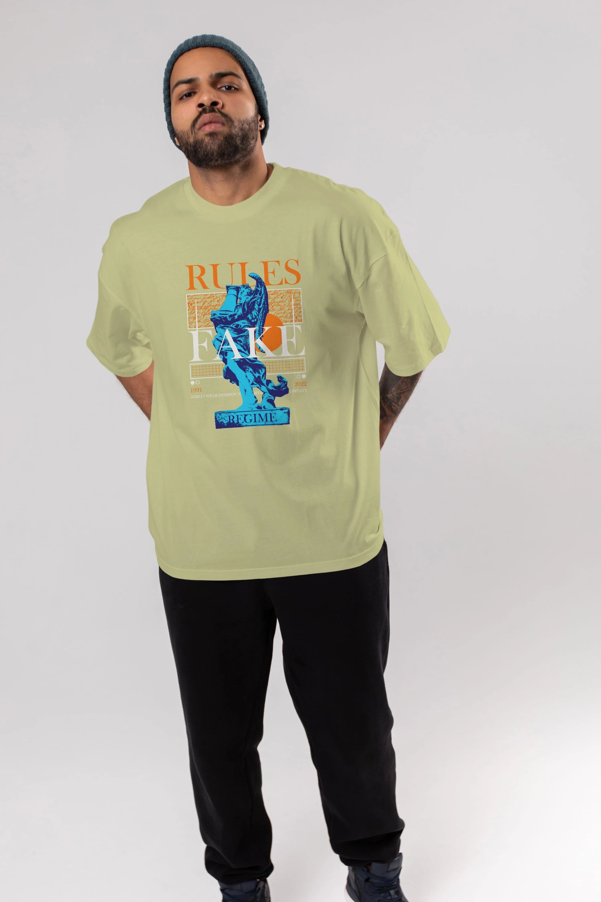 Rules Fake Ön Baskılı Oversize t-shirt Erkek Kadın Unisex