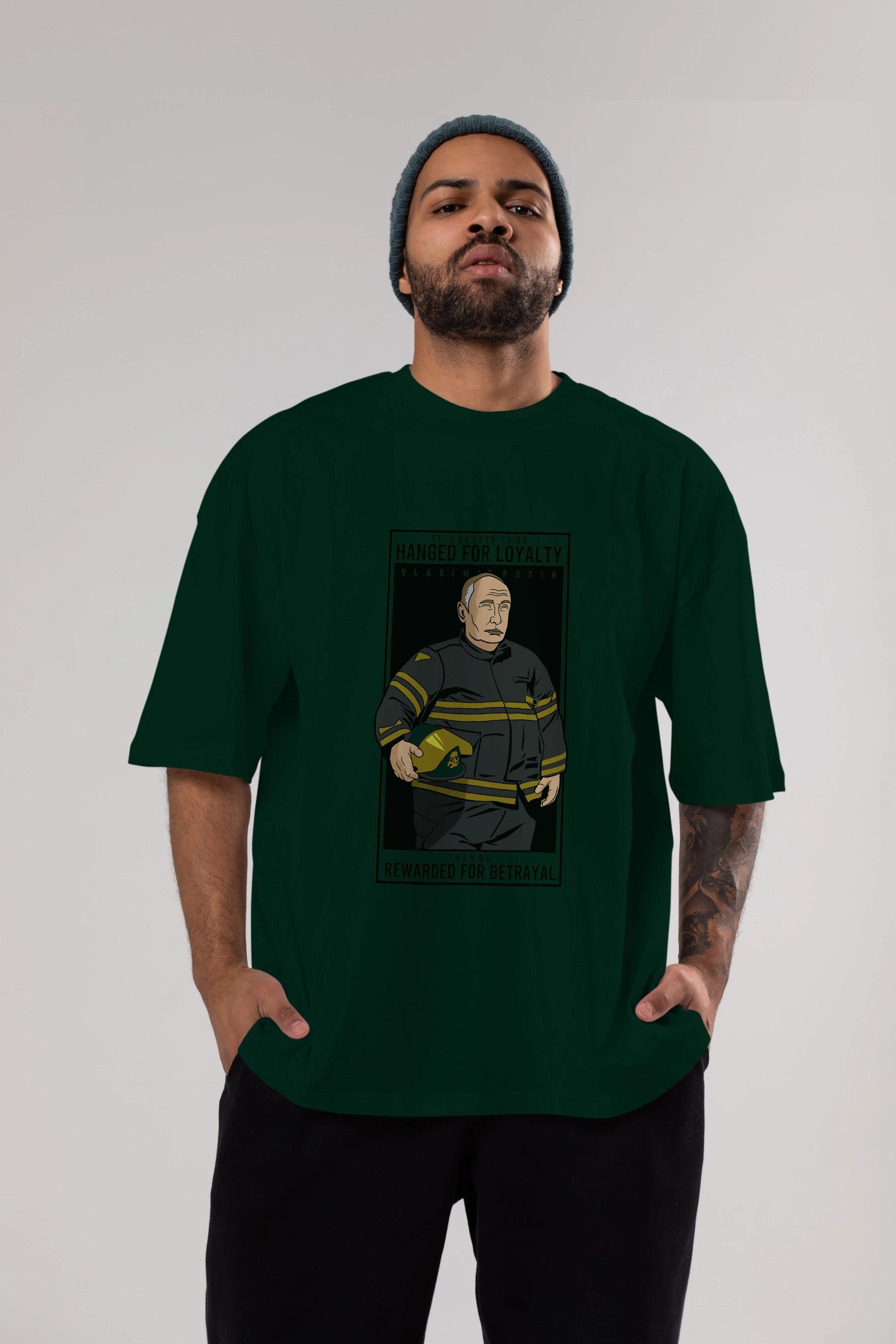 Putin Fireman Ön Baskılı Oversize t-shirt Erkek Kadın Unisex %100 Pamuk tişort