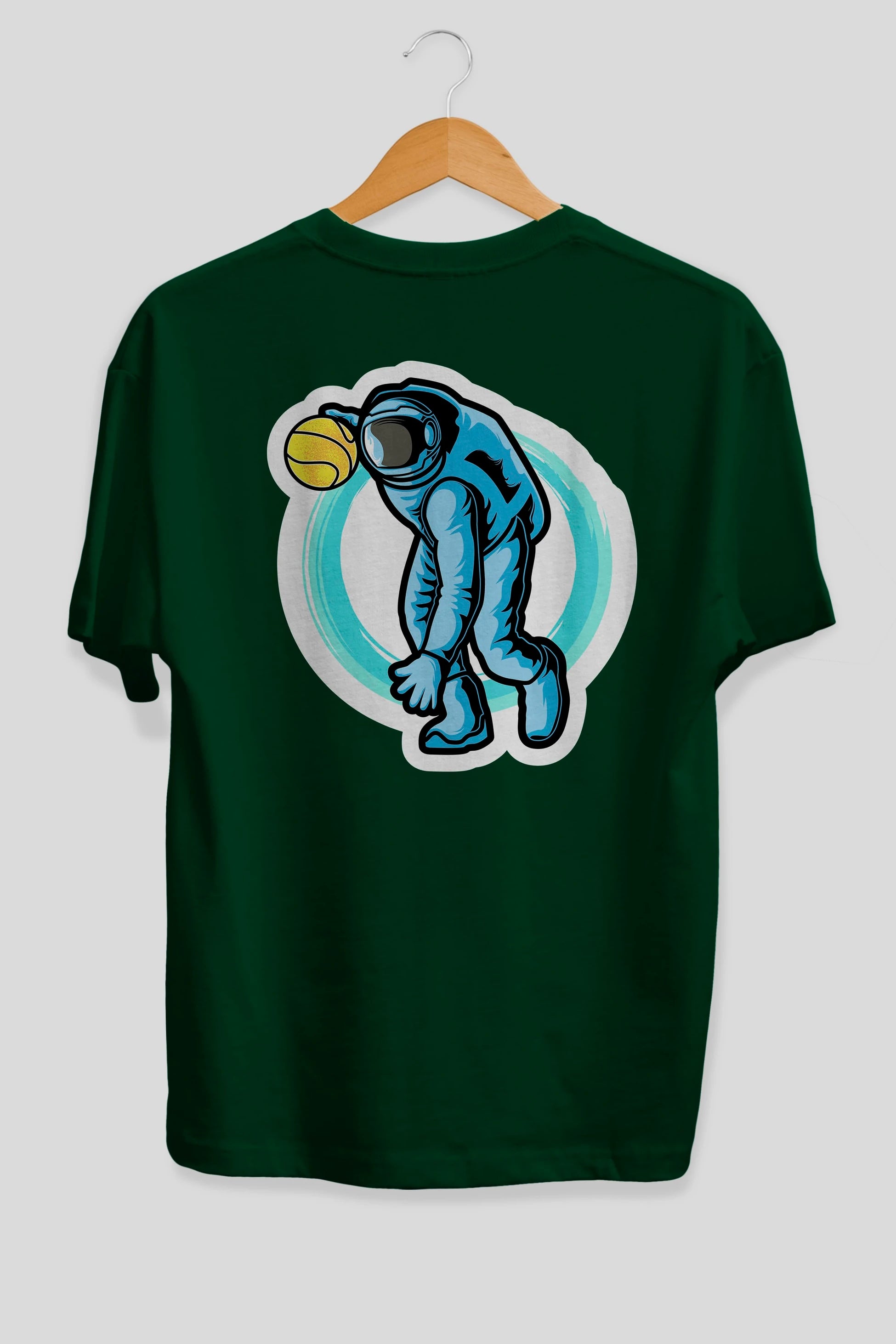 Astronaut Dribble Sticker Arka Baskılı Oversize t-shirt Erkek Kadın Unisex
