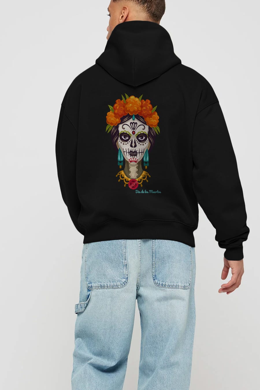Dia de los Muertos 2 Arka Baskılı Oversize Hoodie Kapüşonlu Sweatshirt Erkek Kadın Unisex