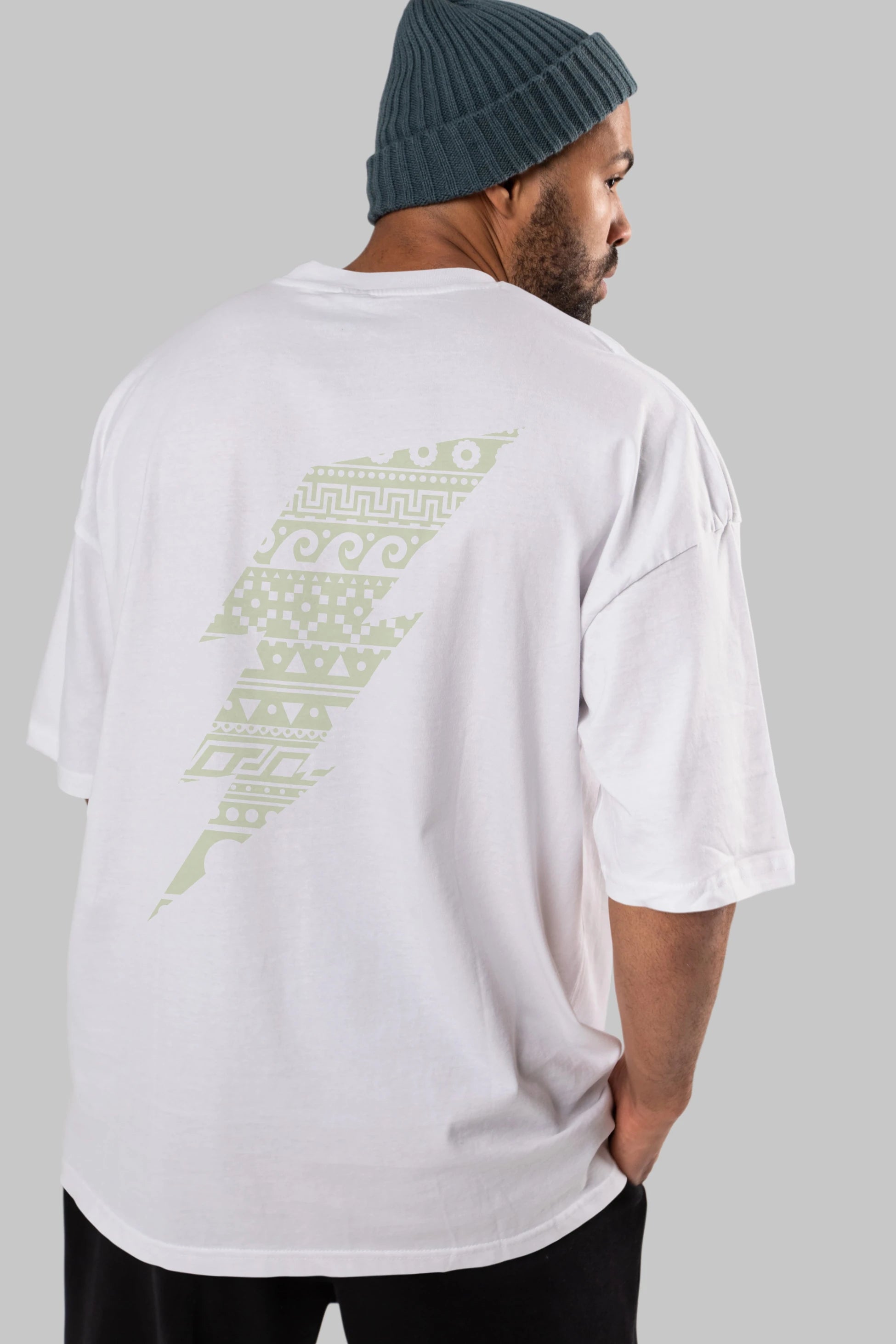 Thunderbolt Arka Baskılı Oversize t-shirt %100 pamuk Erkek Kadın Unisex