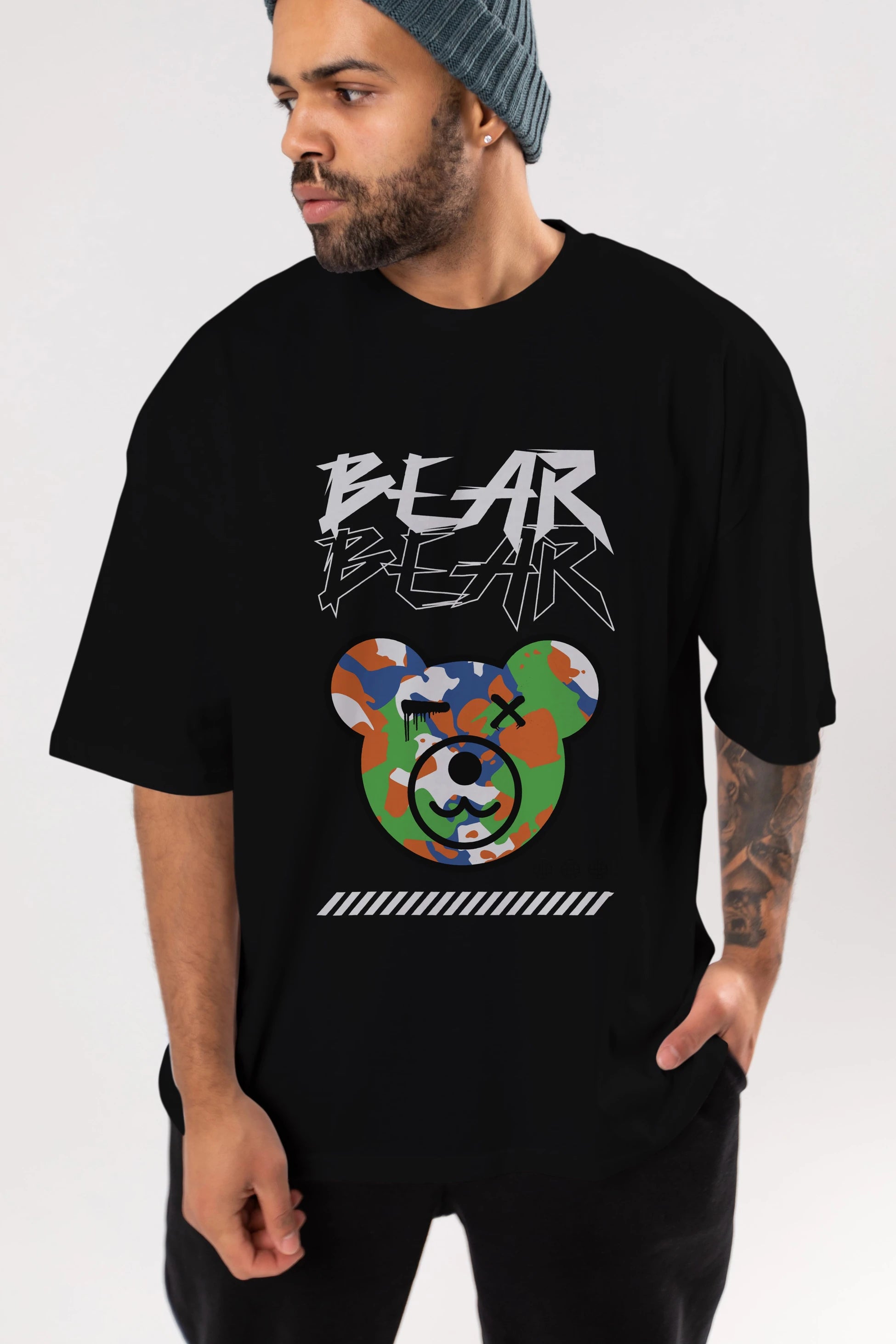 Bear Bear Ön Baskılı Oversize t-shirt Erkek Kadın Unisex