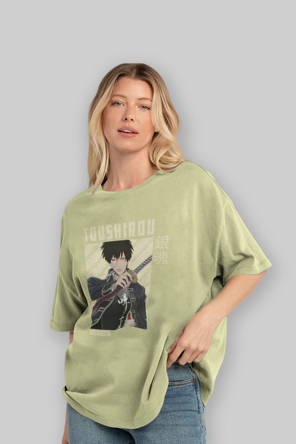 Toushirou Hijikata Anime Ön Baskılı Oversize t-shirt %100 pamuk Erkek Kadın Unisex