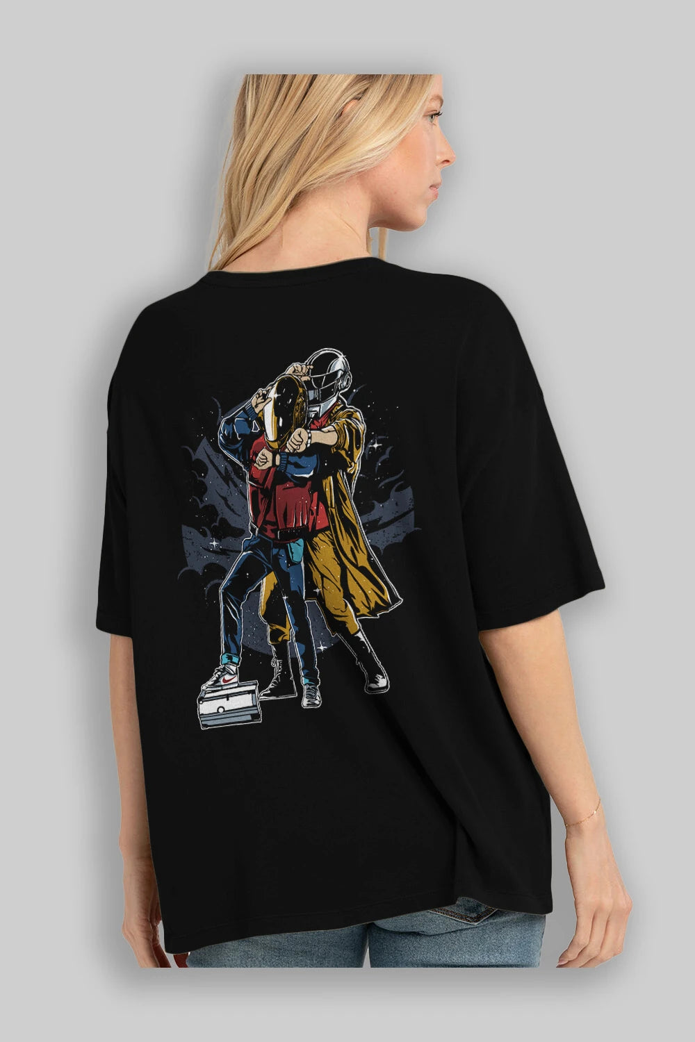 Back To The Beat Arka Baskılı Oversize t-shirt Erkek Kadın Unisex %100 Pamuk