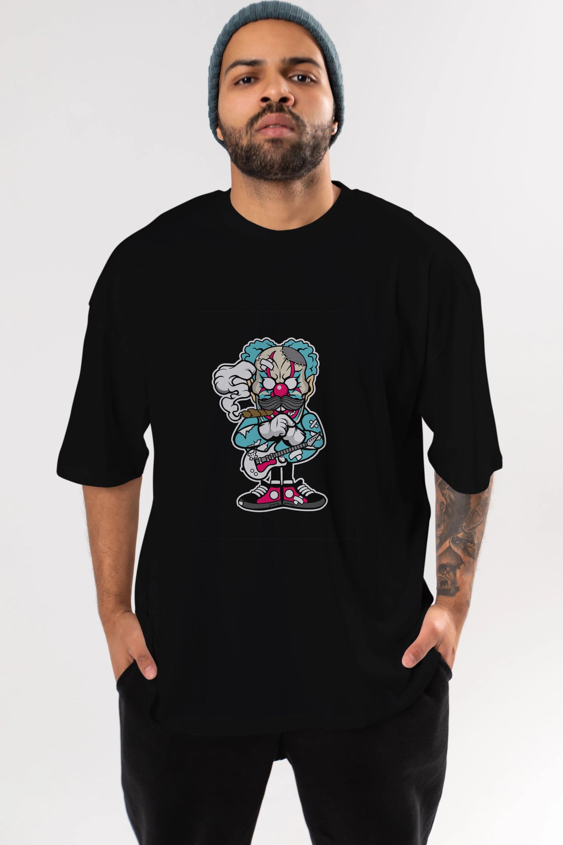 Clown Monster Ön Baskılı Oversize t-shirt Erkek Kadın Unisex %100 Pamuk tişort