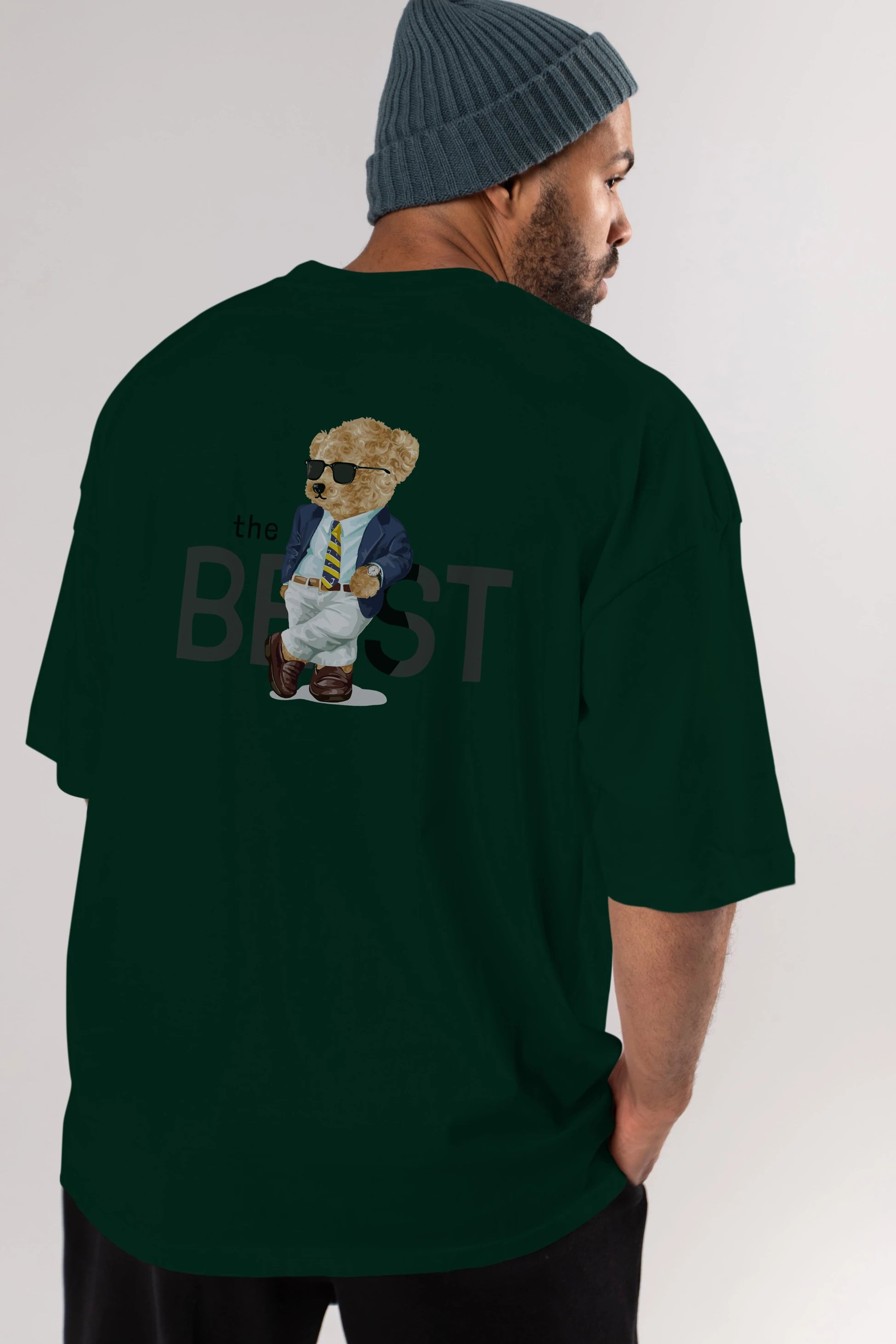 Teddy Bear The Best Arka Baskılı Oversize t-shirt Erkek Kadın Unisex %100 Pamuk