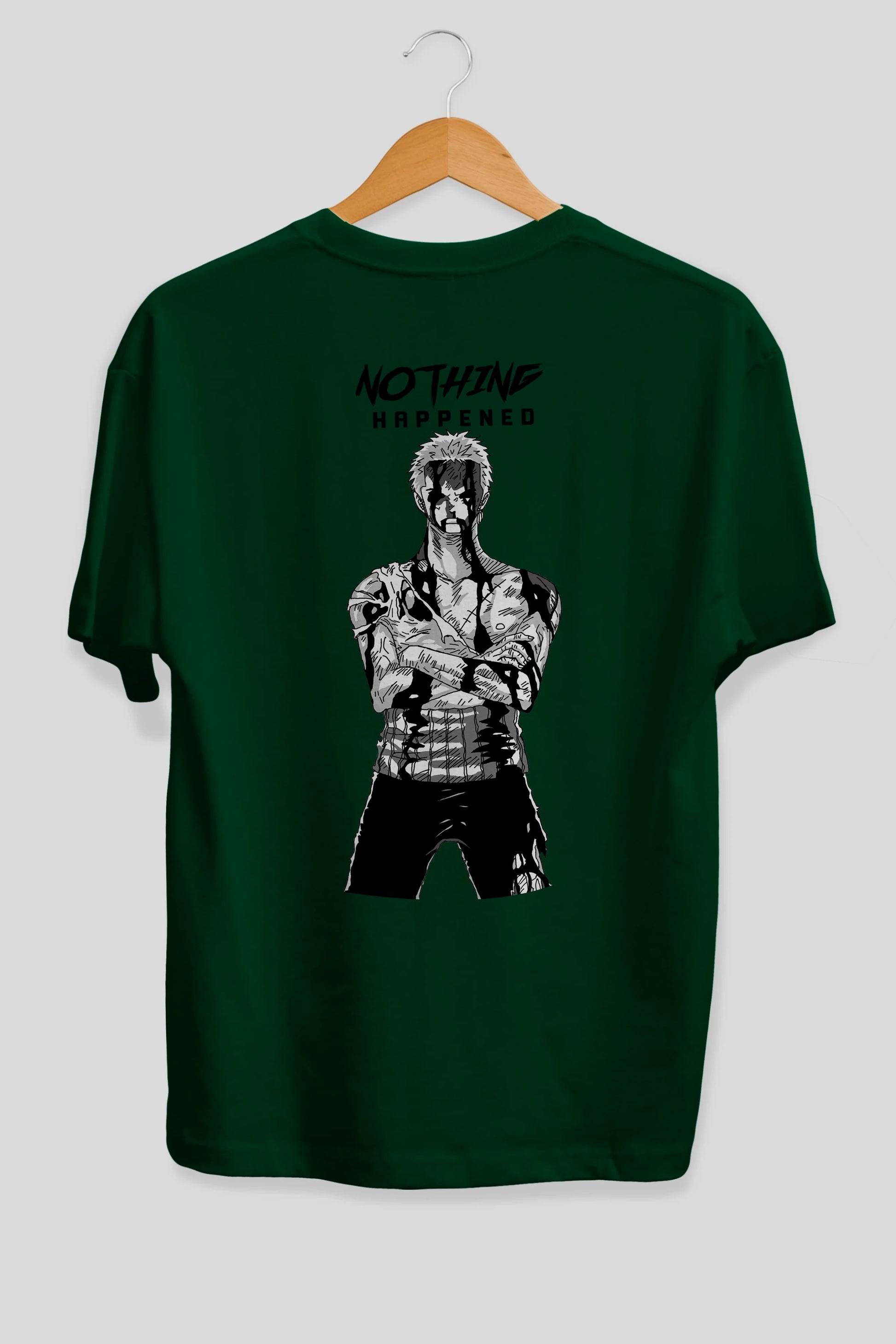 Roronoa Zoro 3 Anime Arka Baskılı Oversize t-shirt Erkek Kadın Unisex %100 pamuk tişort