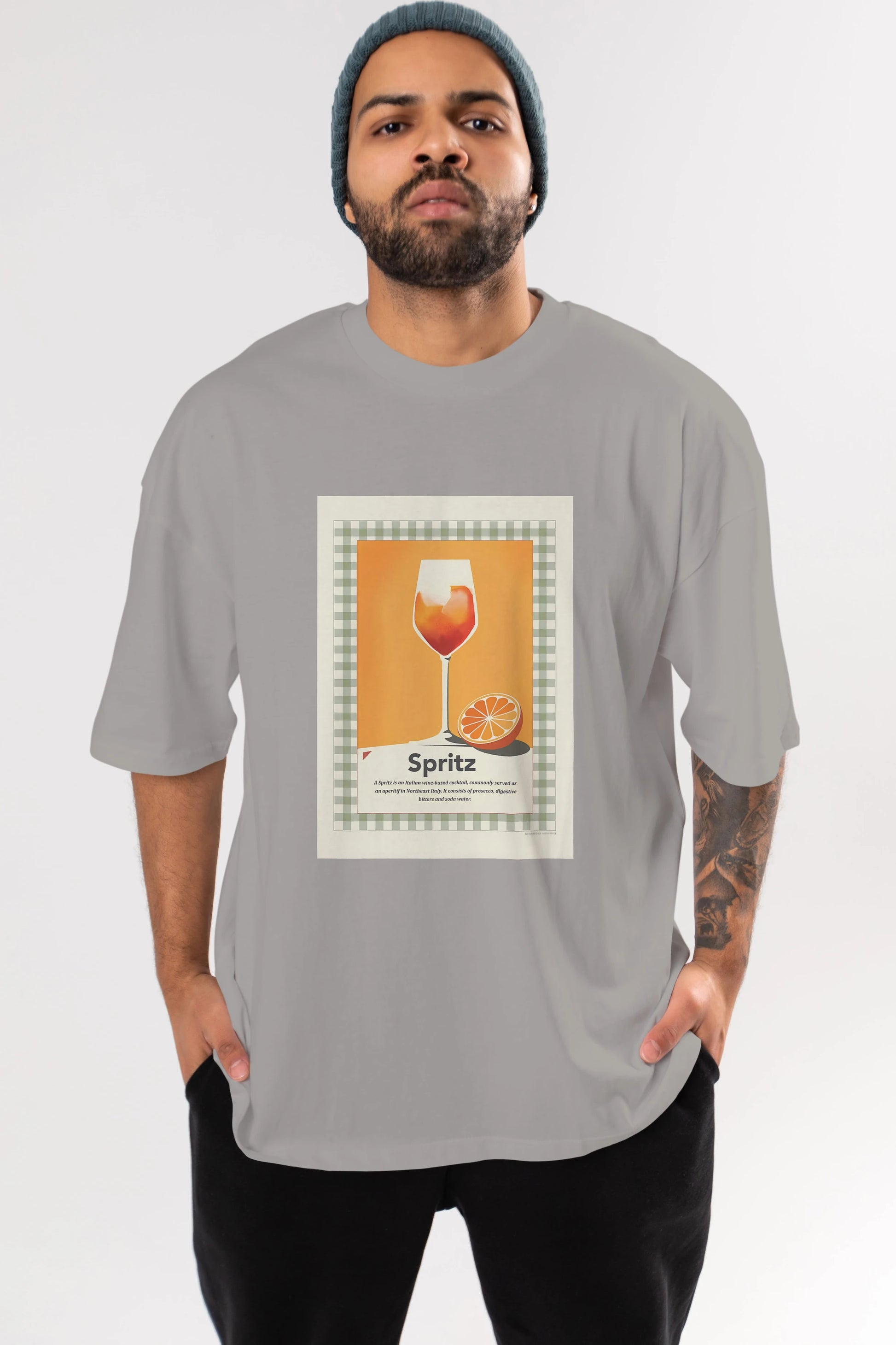 Aperol Spritz 5 Ön Baskılı Oversize t-shirt Erkek Kadın Unisex %100 Pamuk Bisiklet Yaka tişort