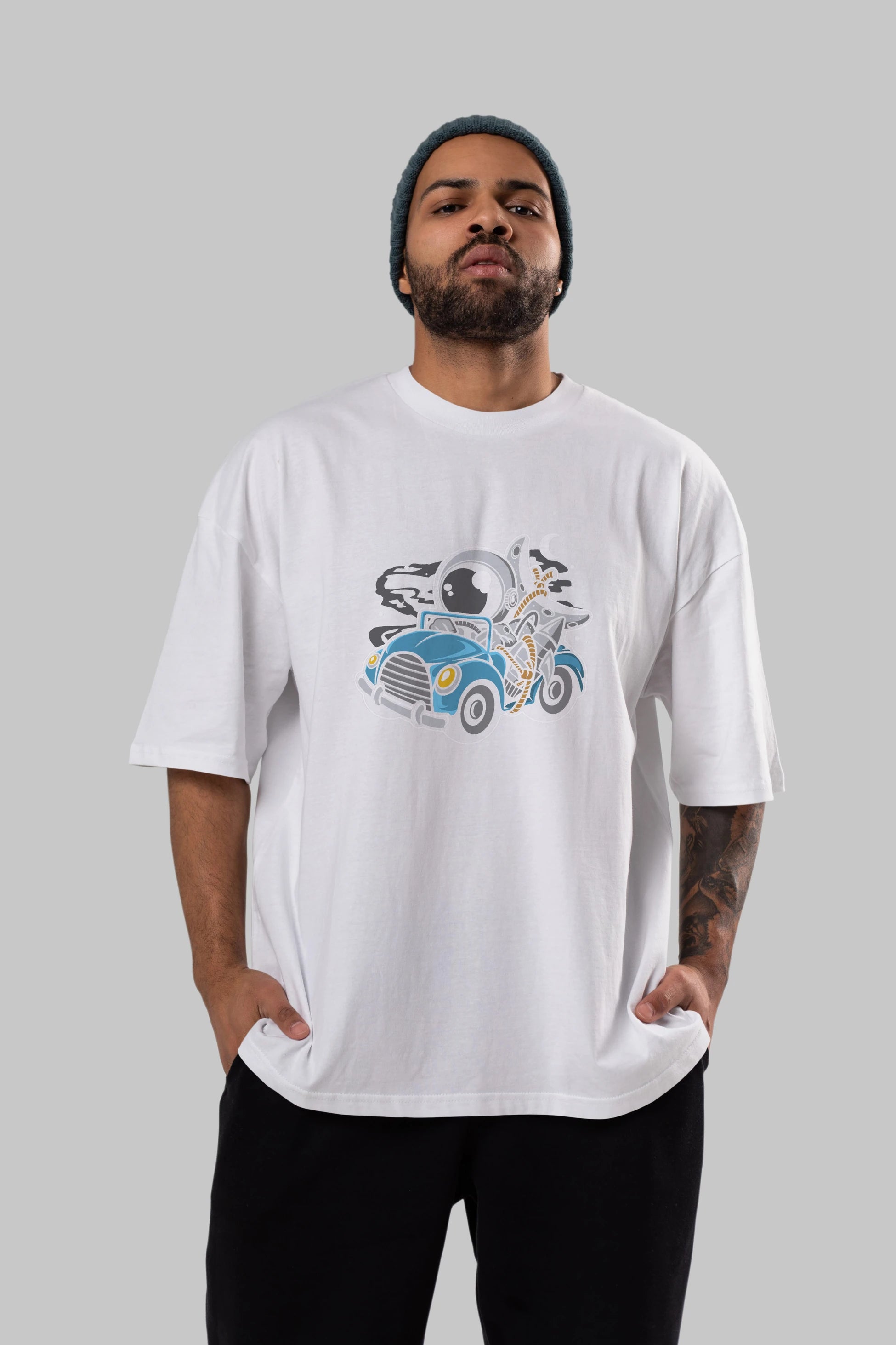 Astronaut Journey Ön Baskılı Oversize t-shirt Erkek Kadın Unisex