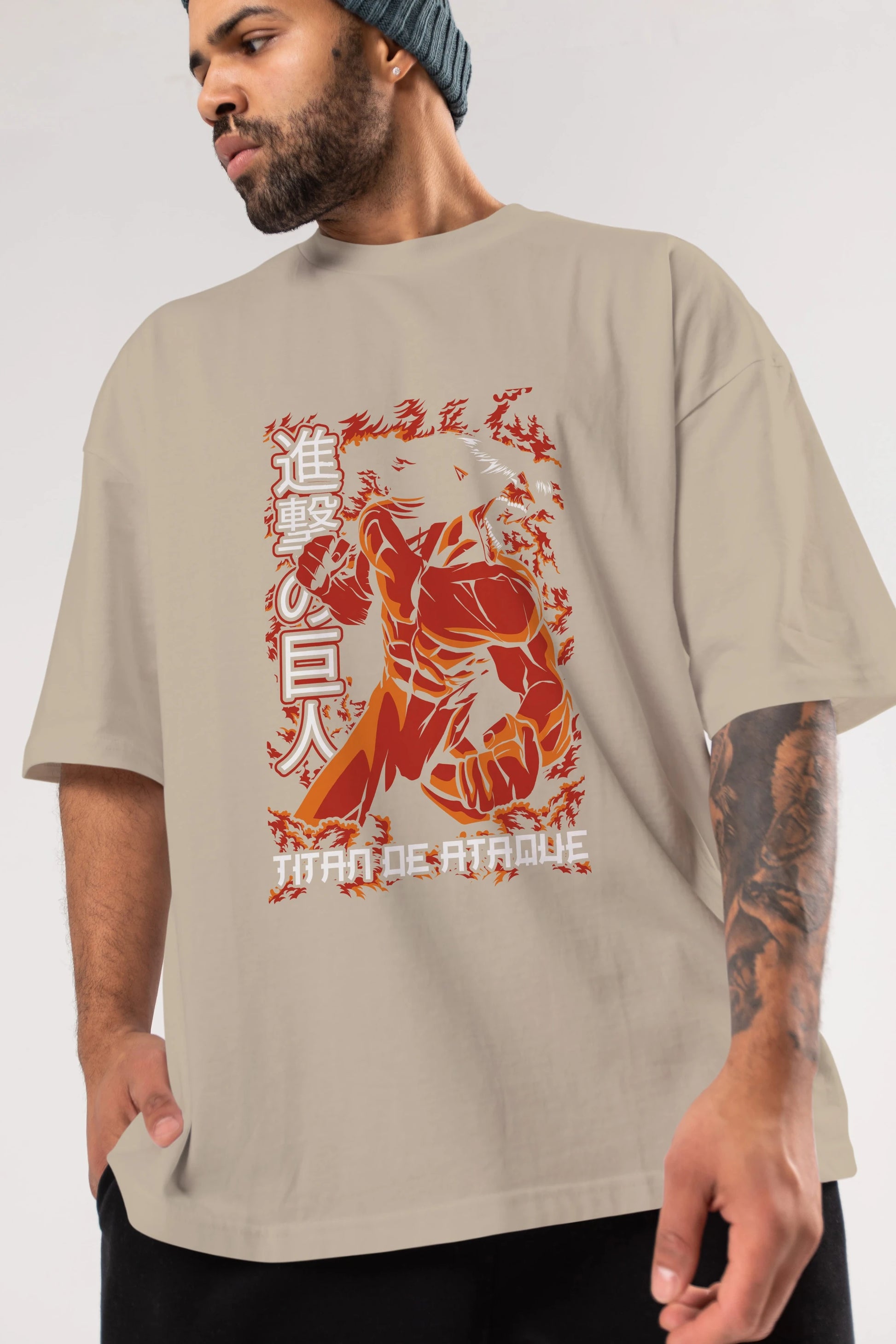 Eren Yeager Anime Ön Baskılı Oversize t-shirt Erkek Kadın Unisex