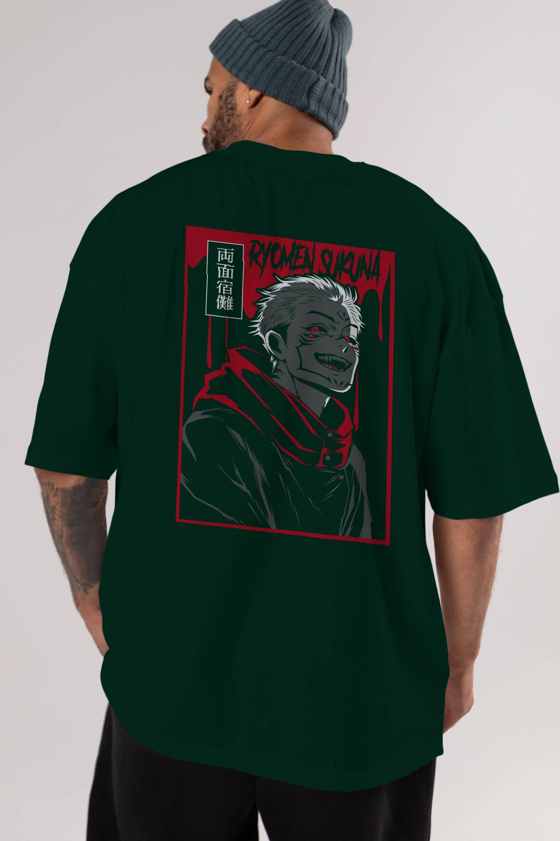 SUKUNA Anime Arka Baskılı Oversize t-shirt Erkek Kadın Unisex