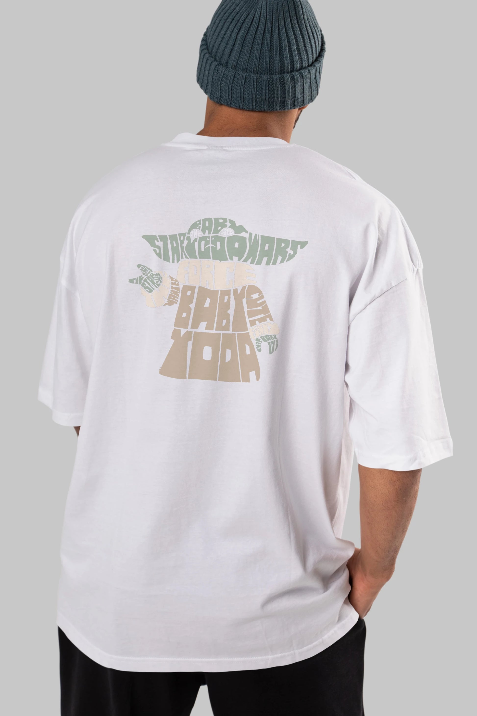 Baby Yoda Arka Baskılı Oversize t-shirt %100 pamuk Erkek Kadın Unisex