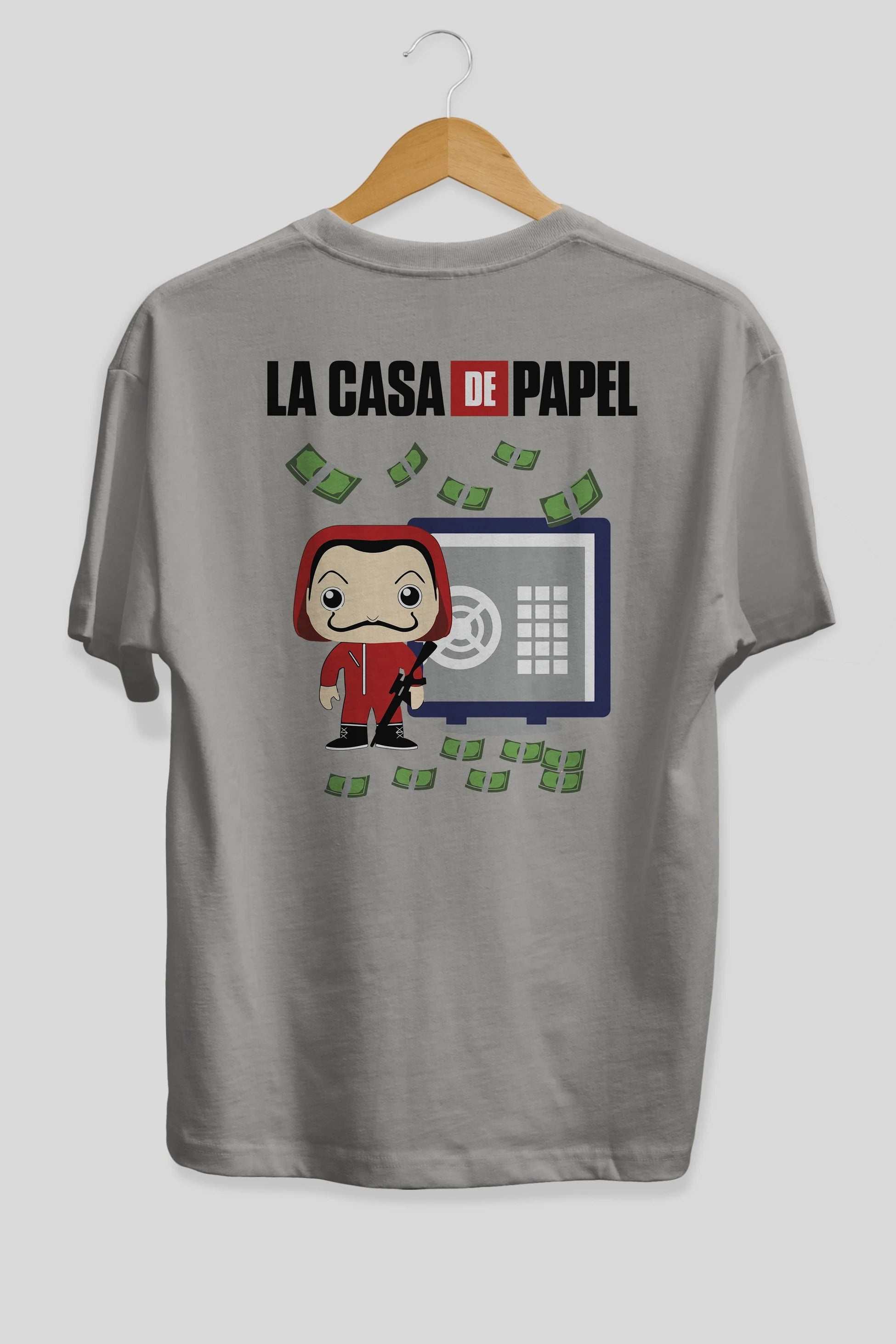 La Casa De Papel (4) Arka Baskılı Oversize t-shirt Erkek Kadın Unisex %100 Pamuk Bisiklet Yaka tişort