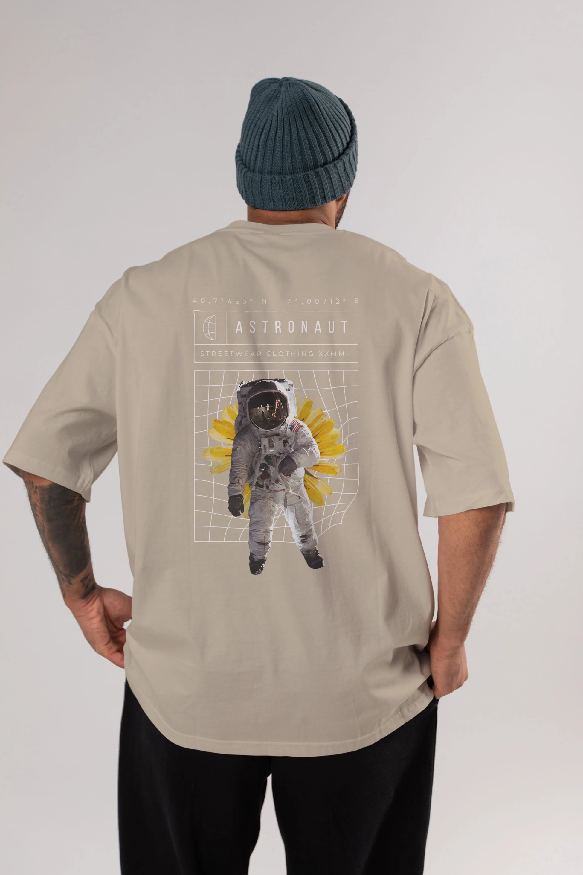 Astronaut Streetwear Arka Baskılı Oversize t-shirt Erkek Kadın Unisex