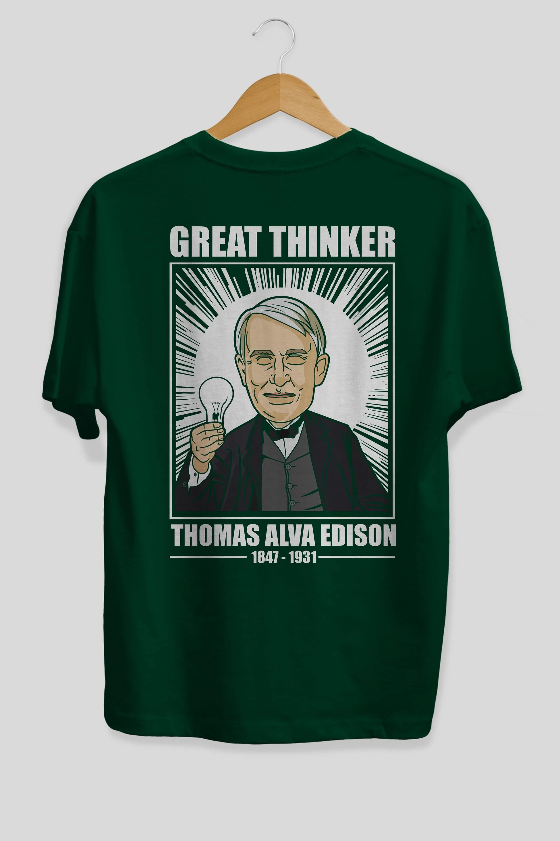 Thomas Alfa Edison Arka Baskılı Oversize t-shirt Erkek Kadın Unisex %100 Pamuk tişort