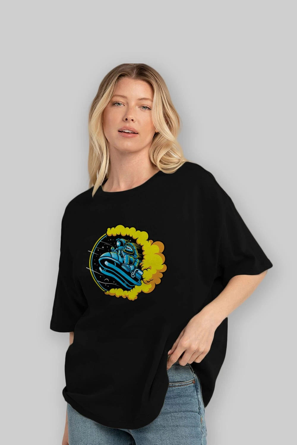 Astrojump with Snowmobile Ön Baskılı Oversize t-shirt Erkek Kadın Unisex