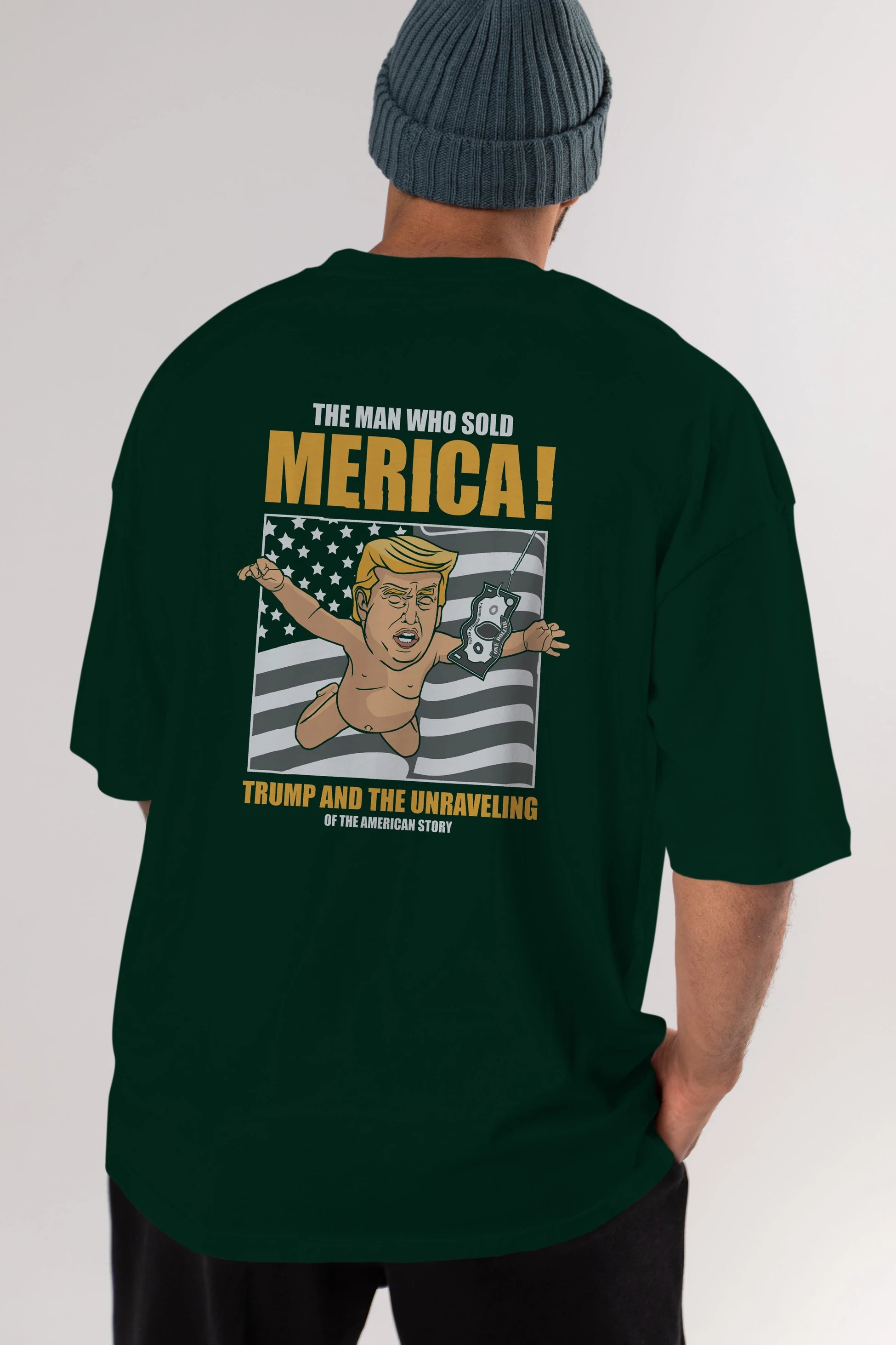 Trump Nirvana Arka Baskılı Oversize t-shirt Erkek Kadın Unisex %100 Pamuk tişort