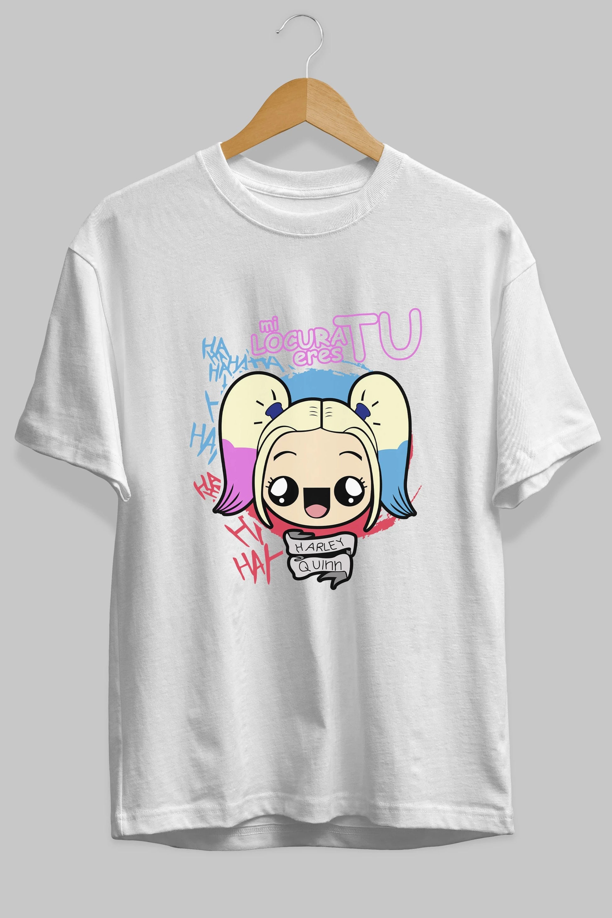 Harley Quinn Ön Baskılı Oversize t-shirt Erkek Kadın Unisex %100 Pamuk Bisiklet Yaka tişort