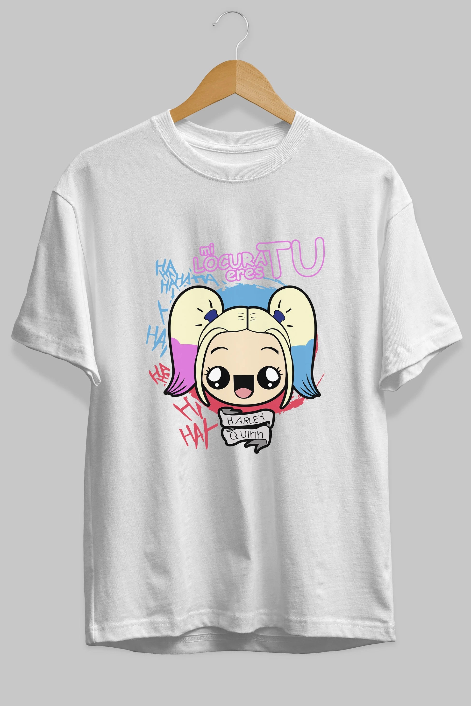 Harley Quinn Ön Baskılı Oversize t-shirt Erkek Kadın Unisex %100 Pamuk Bisiklet Yaka tişort