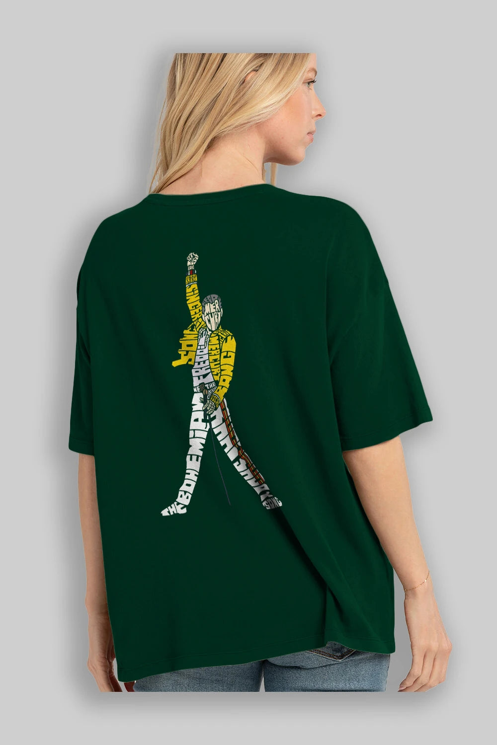 Freddy Mercury Arka Baskılı Oversize t-shirt %100 pamuk Erkek Kadın Unisex