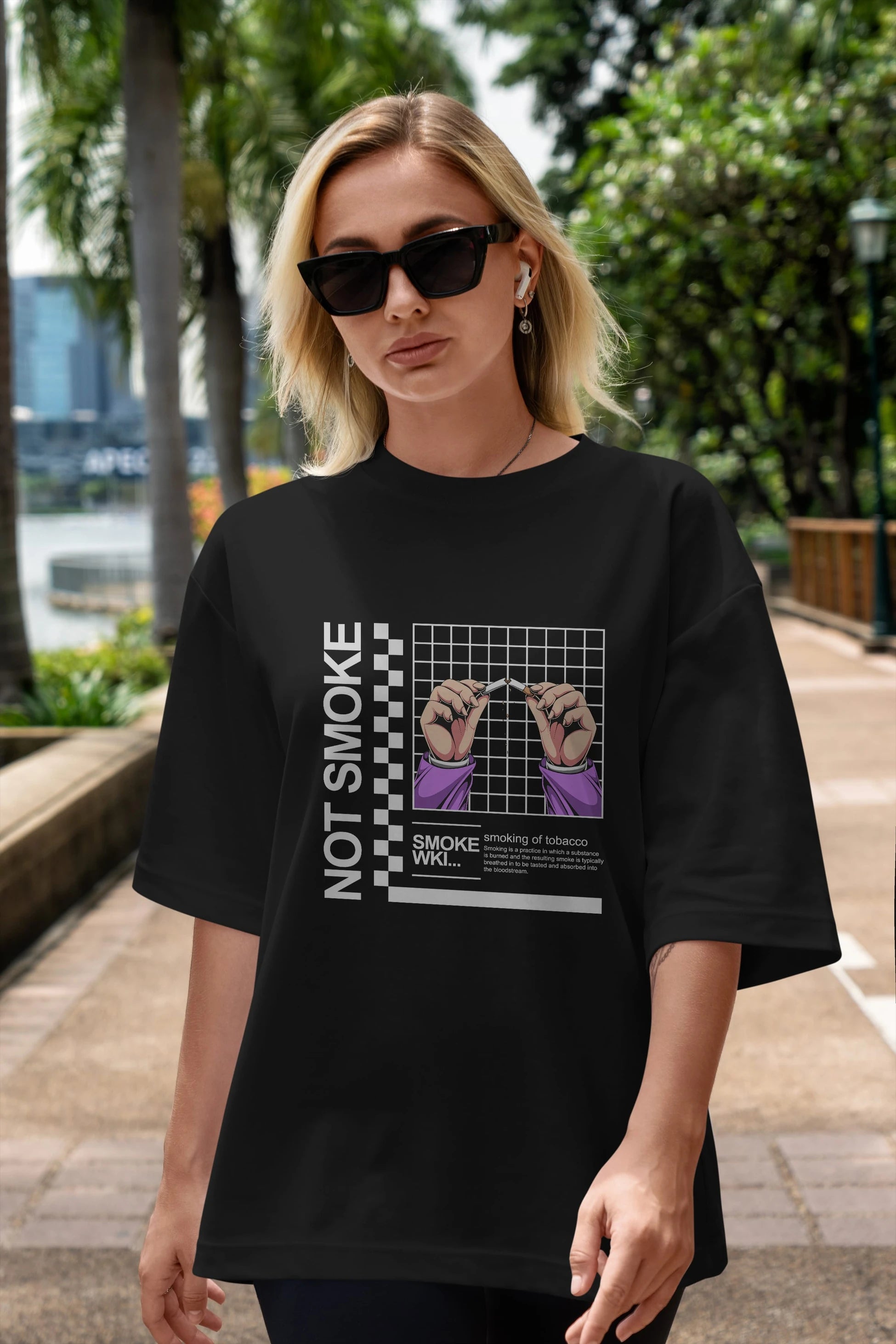 Not Smoke Ön Baskılı Oversize t-shirt Erkek Kadın Unisex