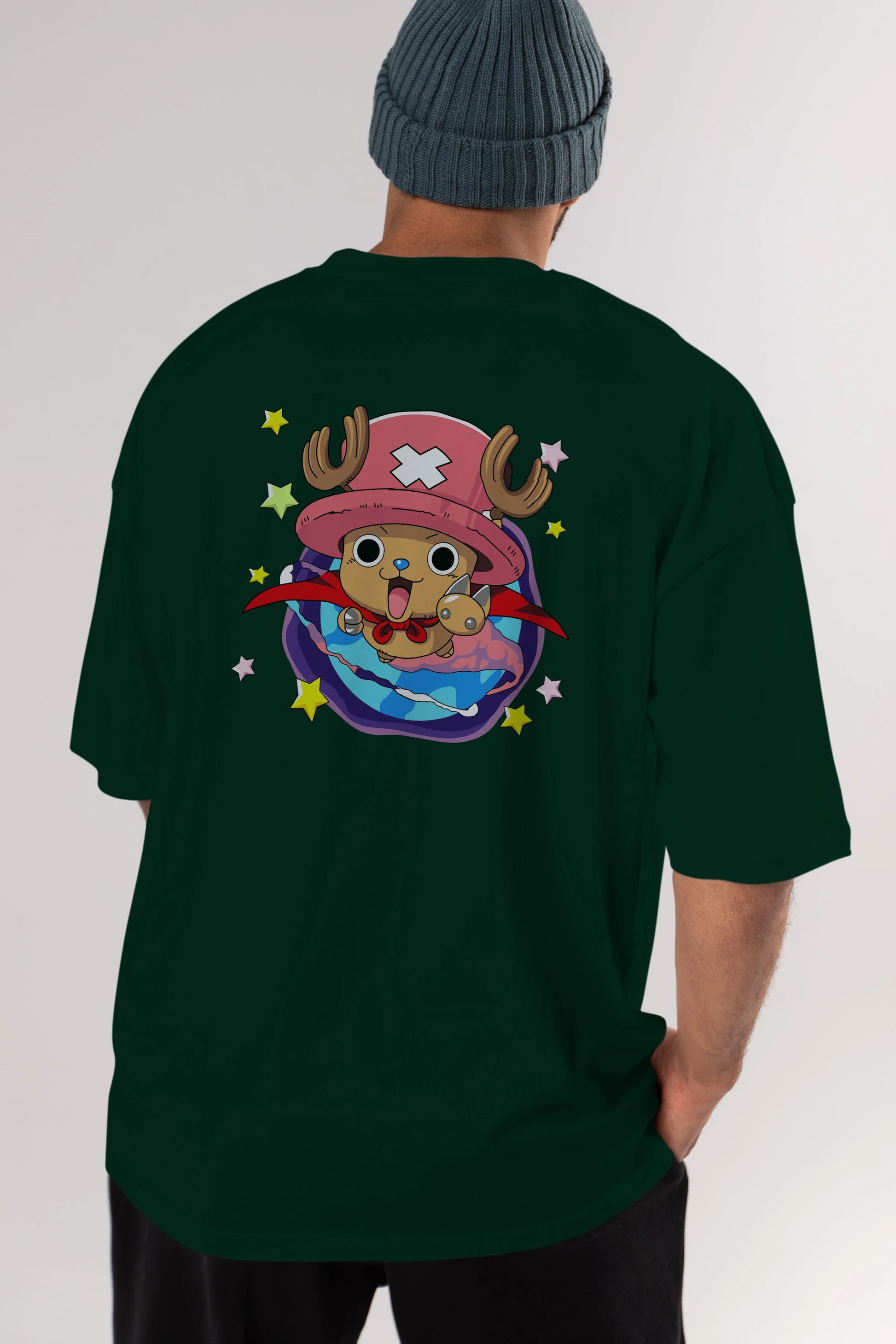 Tony Tony Chopper Anime Arka Baskılı Oversize t-shirt Erkek Kadın Unisex %100 pamuk tişort