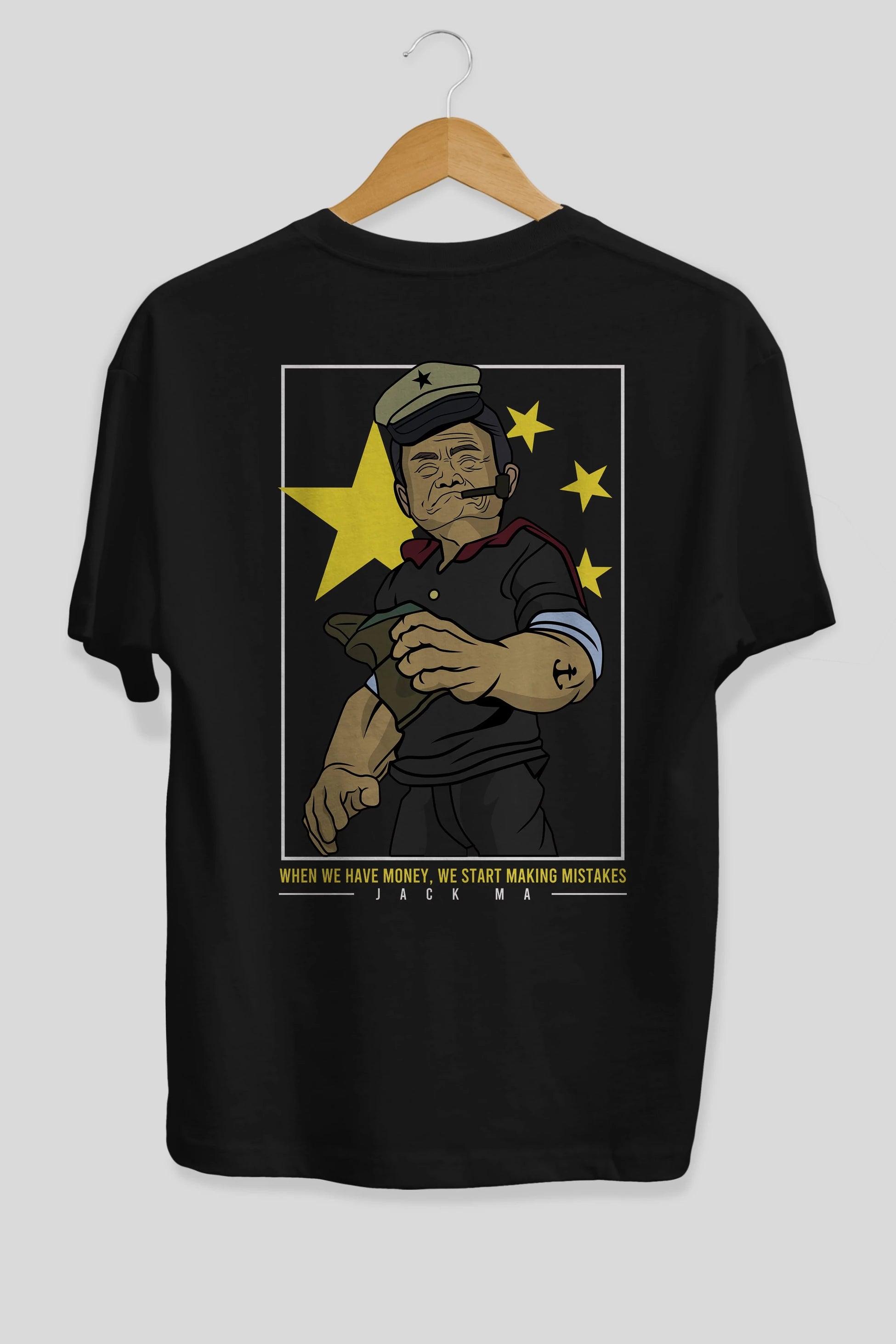 Popeye Jack Ma Arka Baskılı Oversize t-shirt Erkek Kadın Unisex %100 Pamuk tişort