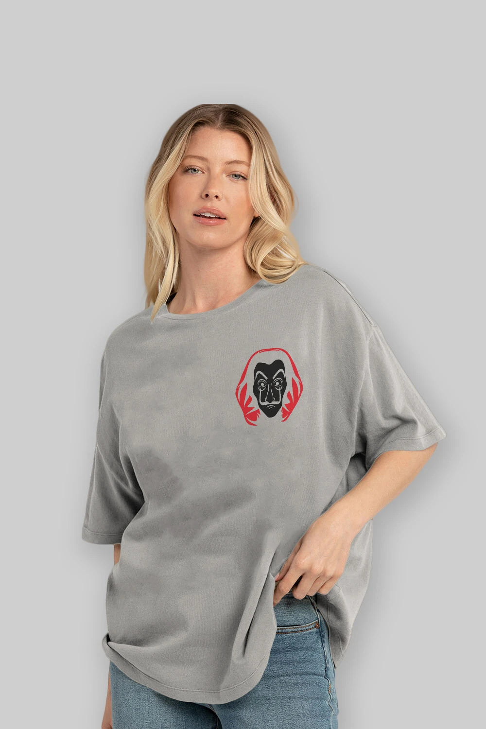 La Casa De Papel (8) Ön Sol Baskılı Oversize t-shirt Erkek Kadın Unisex %100 Pamuk Bisiklet Yaka tişort