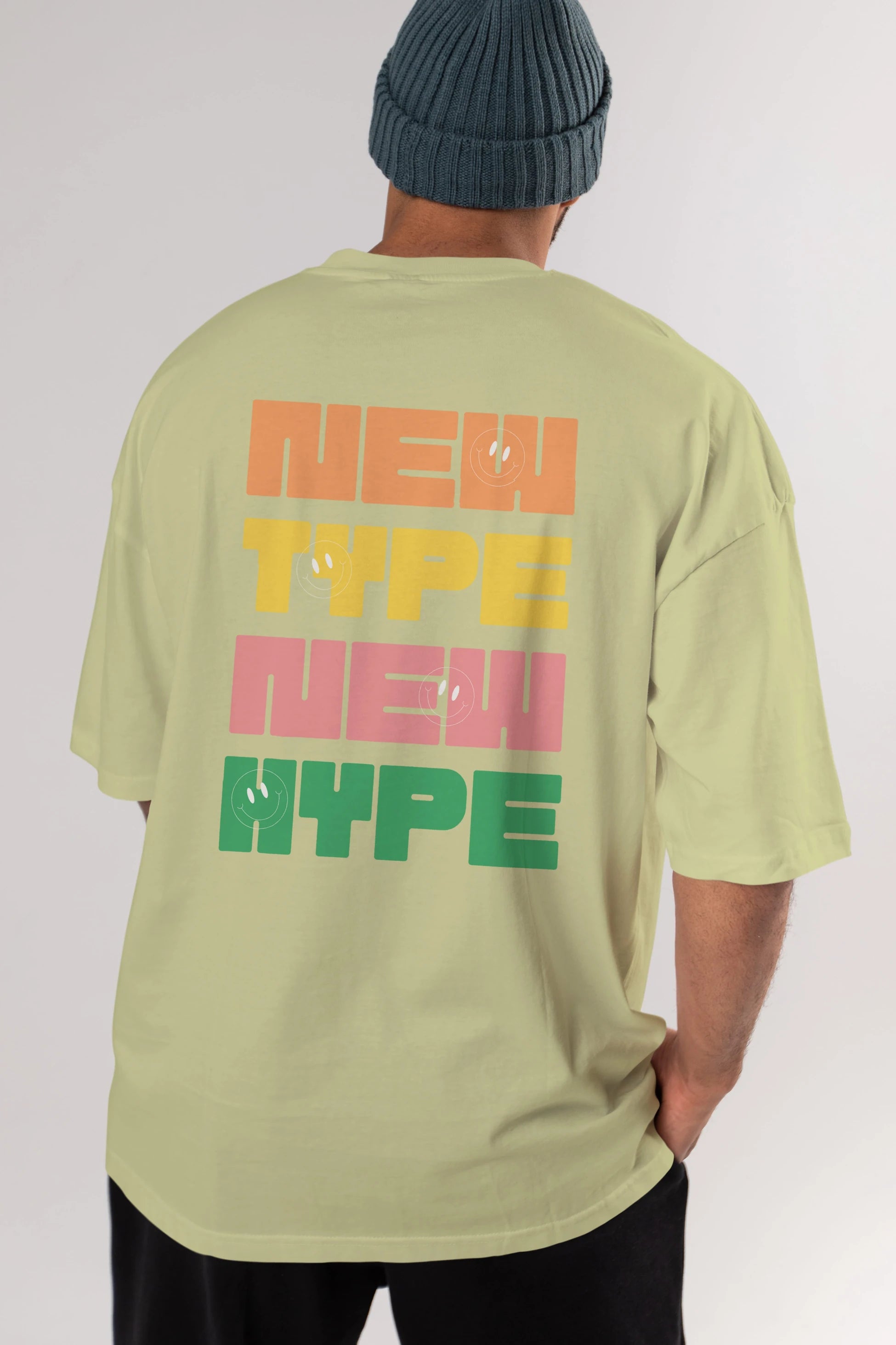 New Type New Hype Yazılı Arka Baskılı Oversize t-shirt Erkek Kadın Unisex