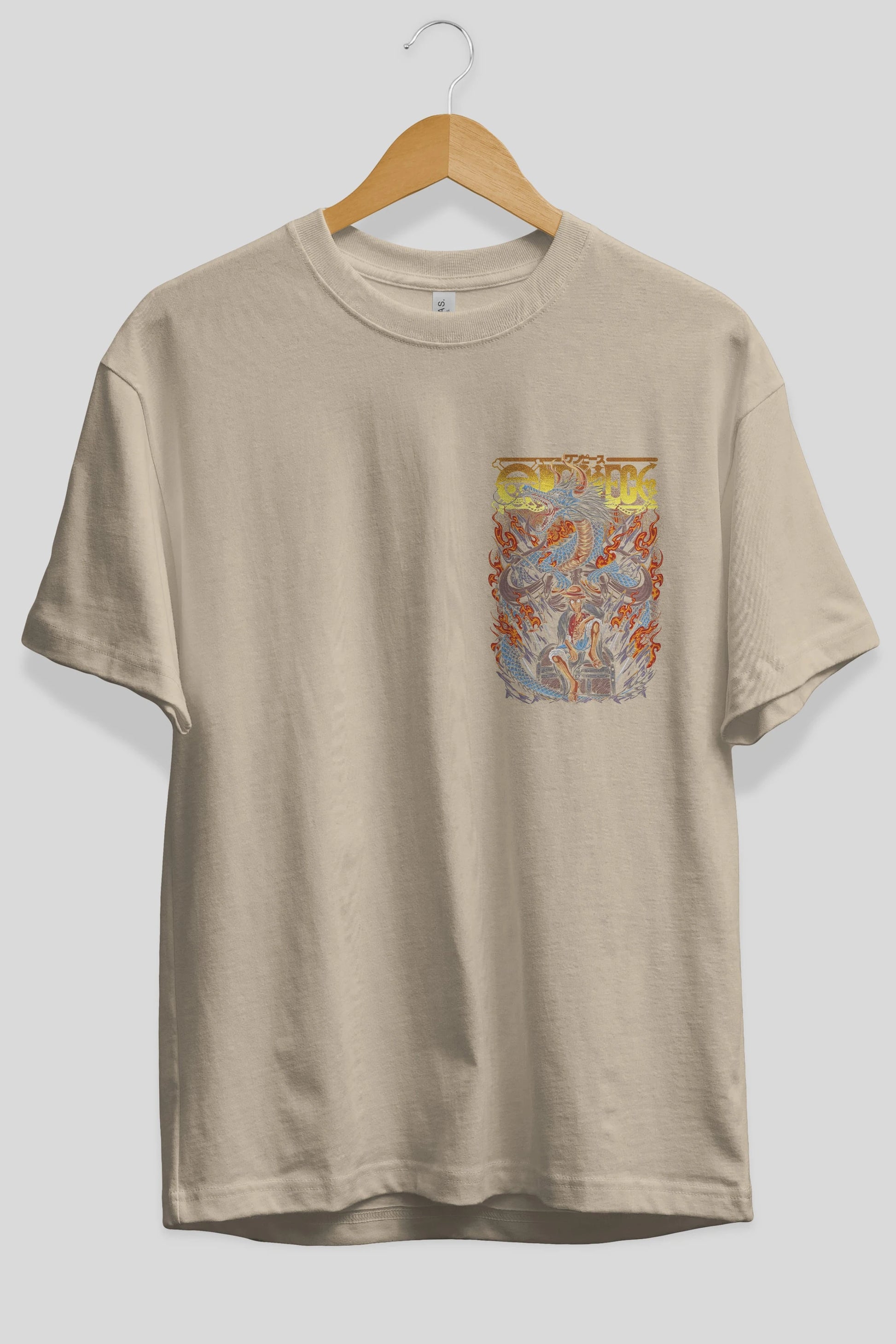 MONKEY D. LUFF-ONE PIECE Ön Sol Baskılı Oversize t-shirt Erkek Kadın Unisex %100 Pamuk Bisiklet Yaka tişort