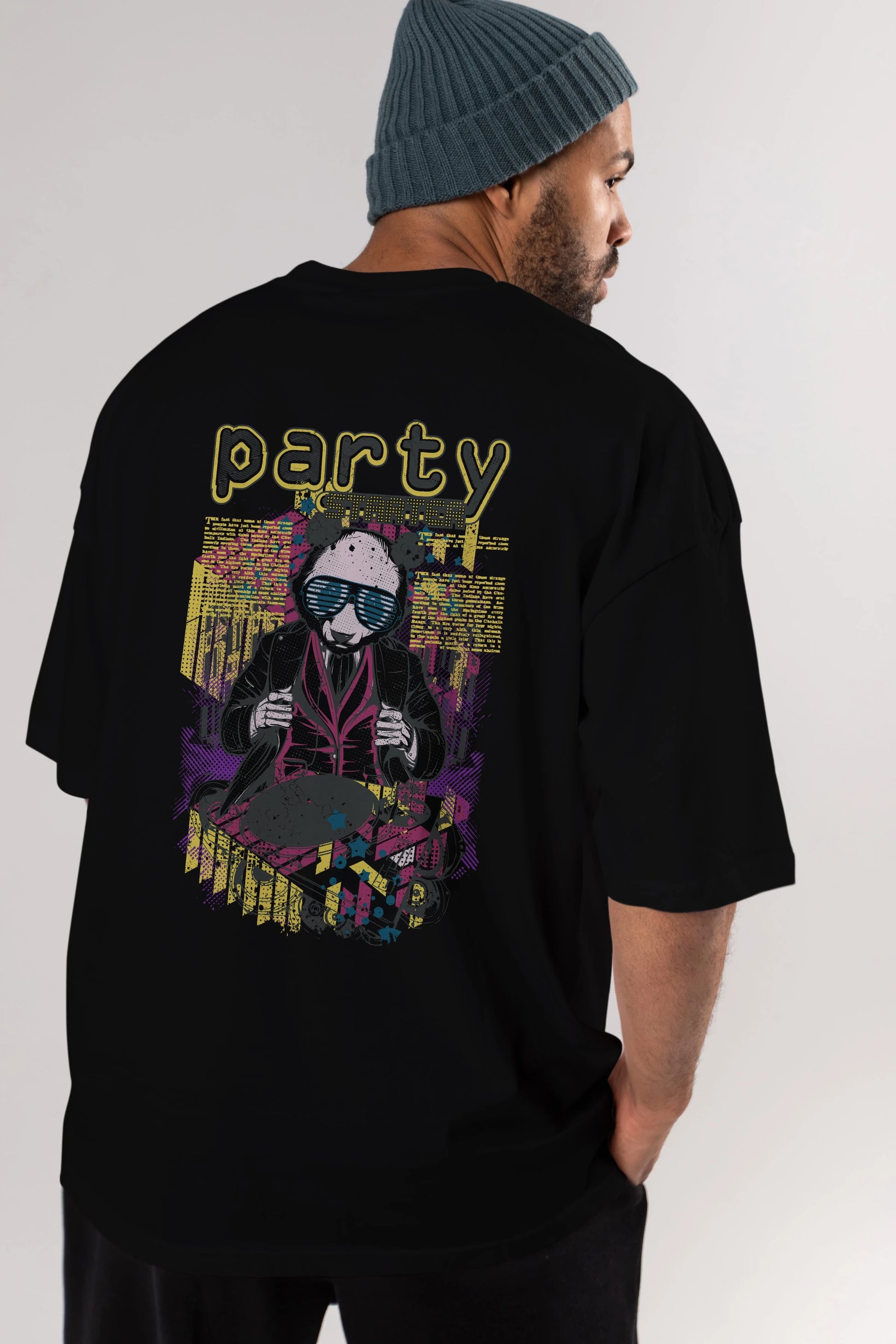 Party Starter Arka Baskılı Oversize t-shirt Erkek Kadın Unisex