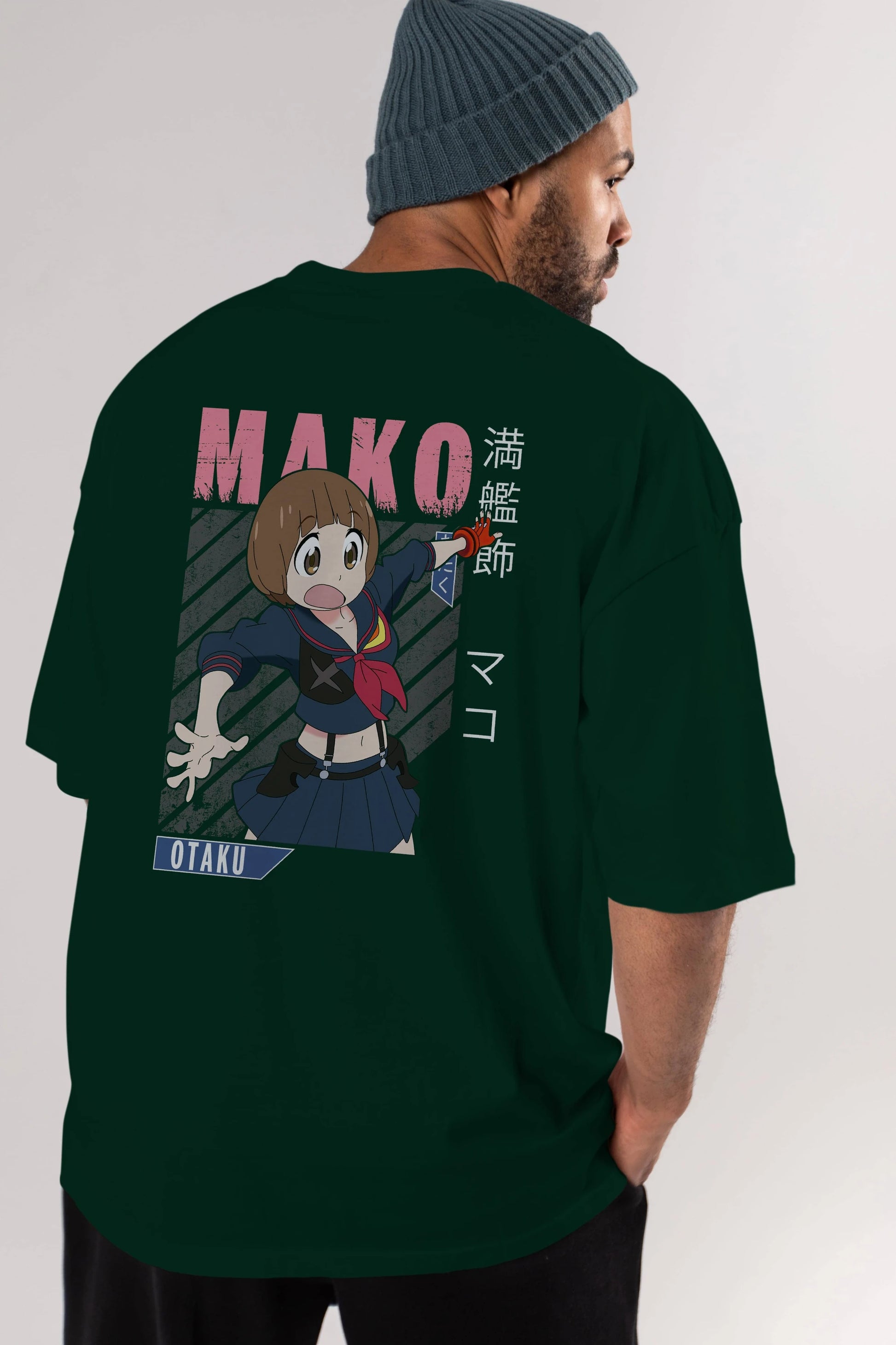 Mako Mankanshoku 2 Anime Arka Baskılı Oversize t-shirt Erkek Kadın Unisex