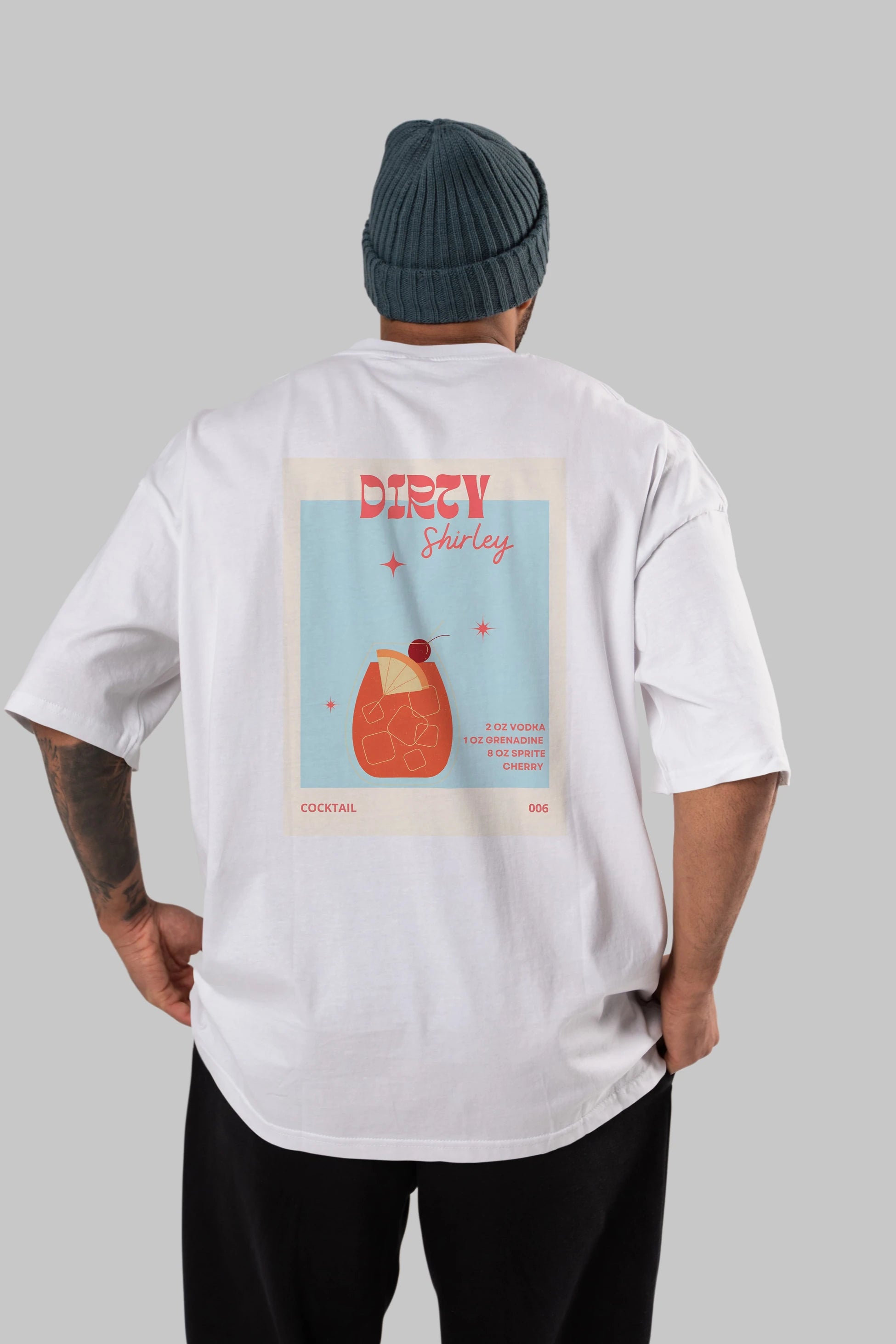 Dirty Shirley Arka Baskılı Oversize t-shirt Erkek Kadın Unisex %100 Pamuk Bisiklet Yaka tişort