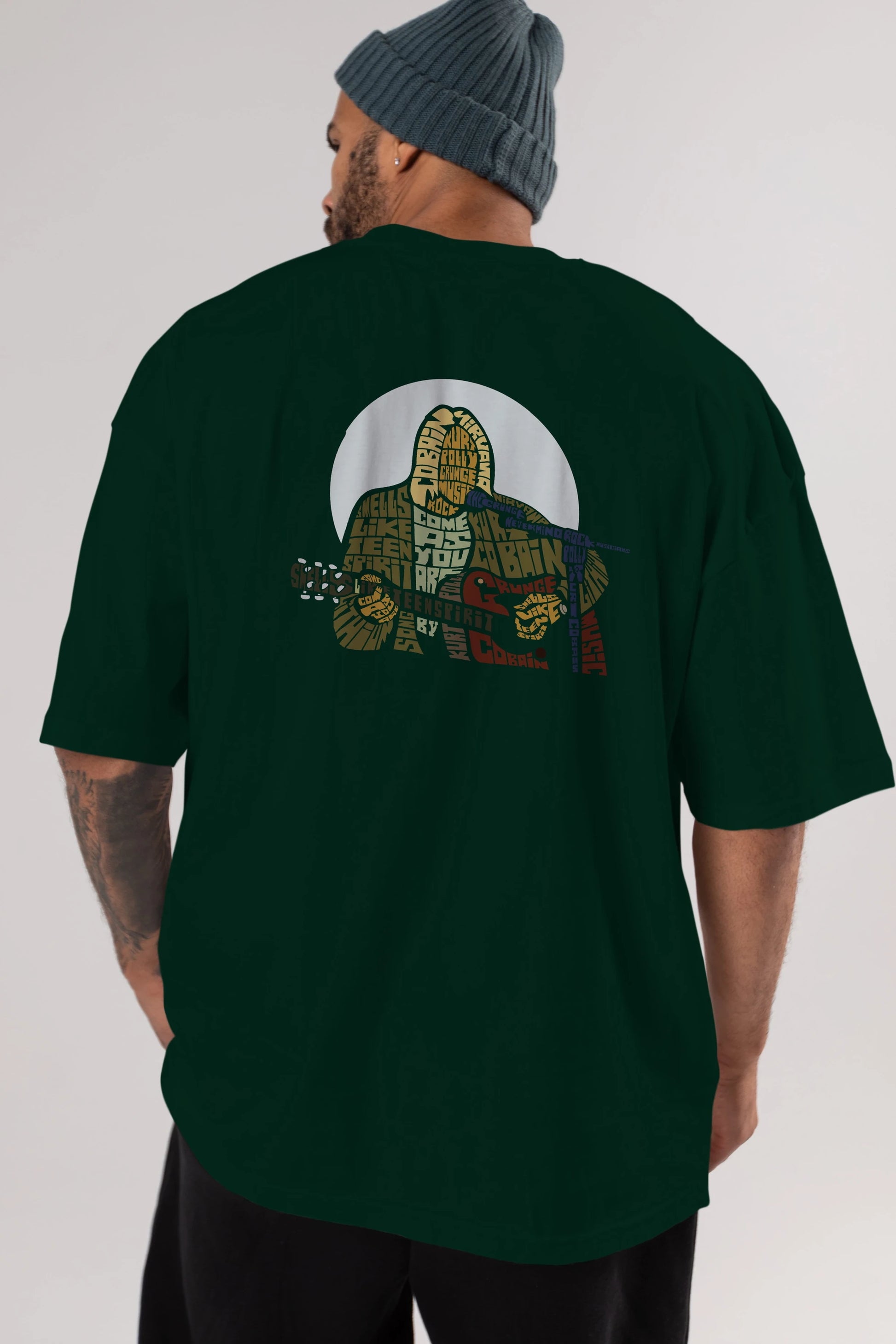 Kurt Cobain Arka Baskılı Oversize t-shirt %100 pamuk Erkek Kadın Unisex
