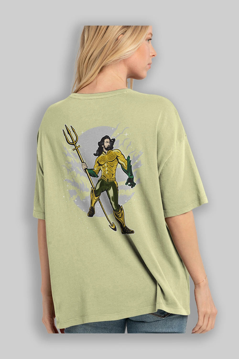 AQUAMAN Arka Baskılı Oversize t-shirt Erkek Kadın Unisex %100 Pamuk