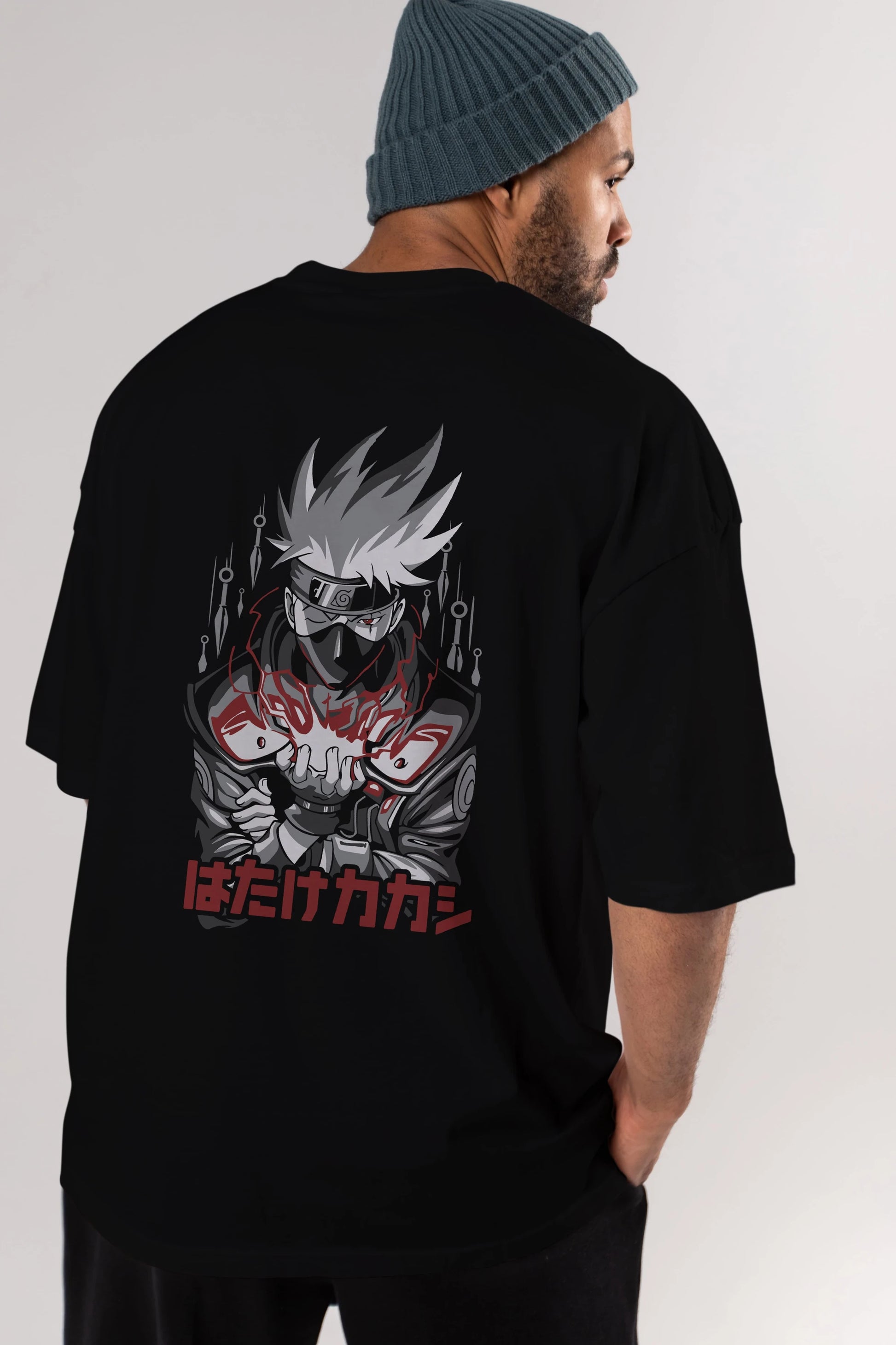 KAKASHI HATAKE NARUTO 1 Anime Arka Baskılı Oversize t-shirt Erkek Kadın Unisex