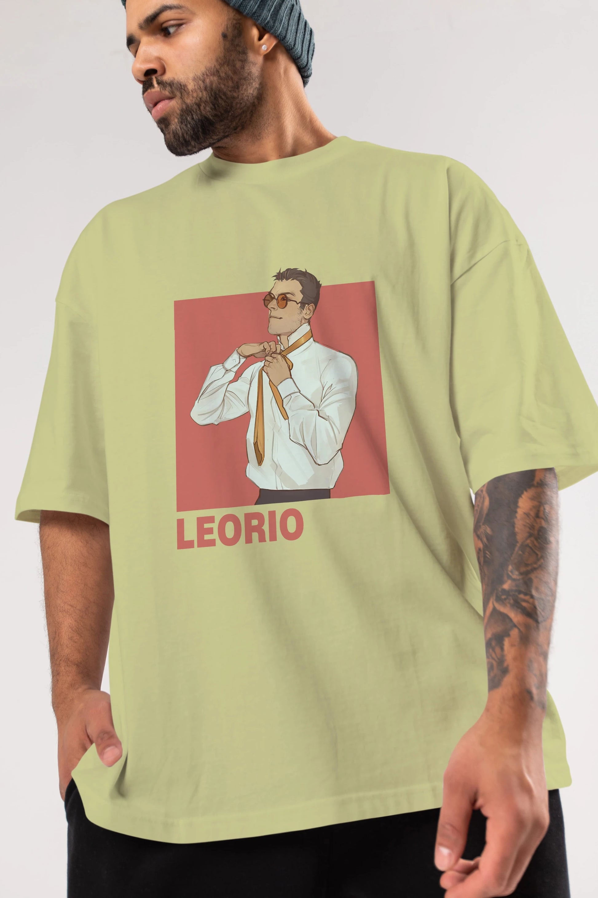 Leorio Paladiknight 5 Anime Ön Baskılı Oversize t-shirt %100 pamuk Erkek Kadın Unisex