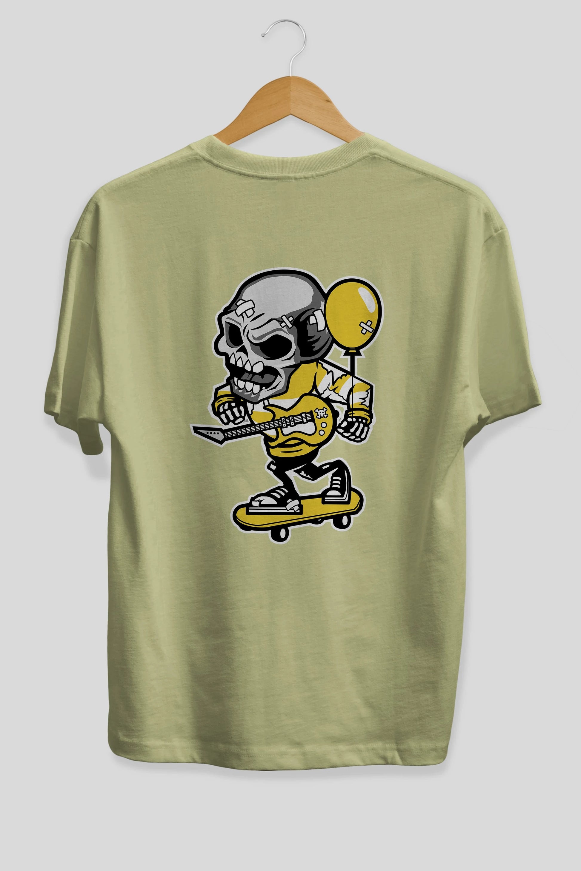 Skull Skater Arka Baskılı Oversize t-shirt Erkek Kadın Unisex %100 Pamuk tişort