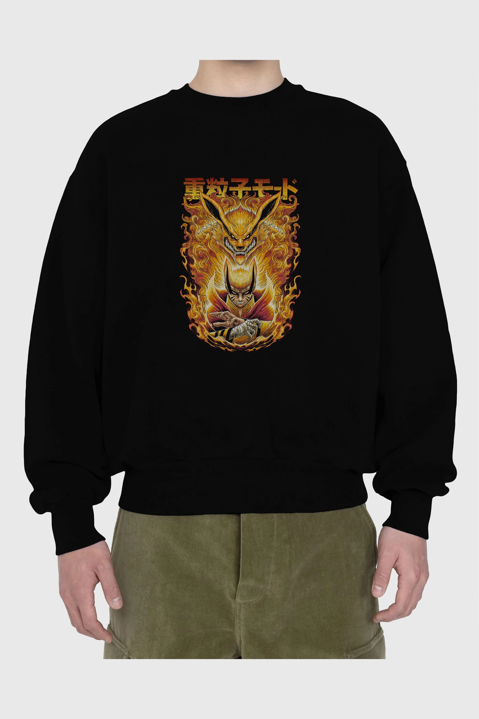 NARUTO KYUUBI 1 Anime Ön Baskılı Oversize Sweatshirt Erkek Kadın Unisex