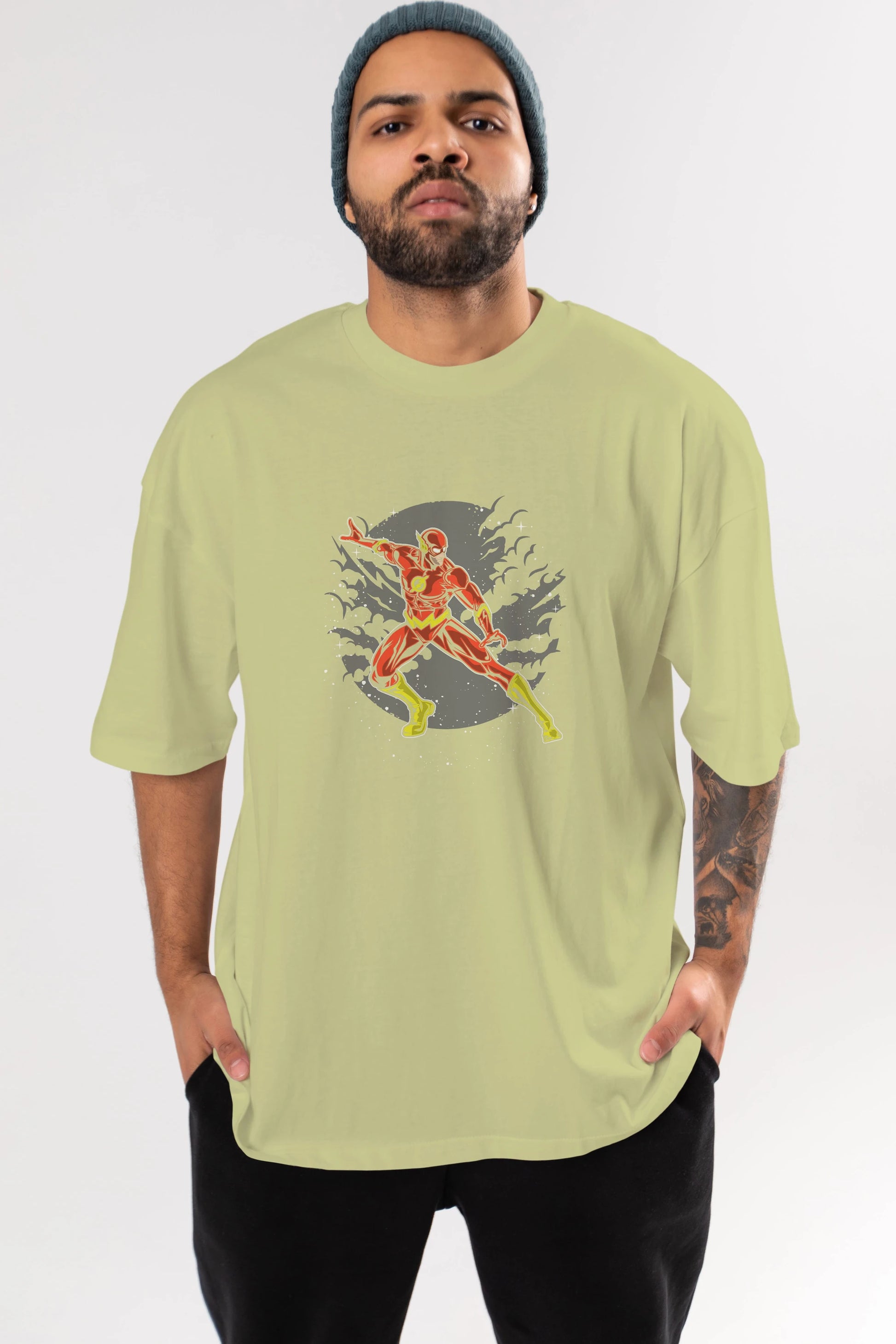 The Flash Ön Baskılı Oversize t-shirt Erkek Kadın Unisex %100 Pamuk tişort